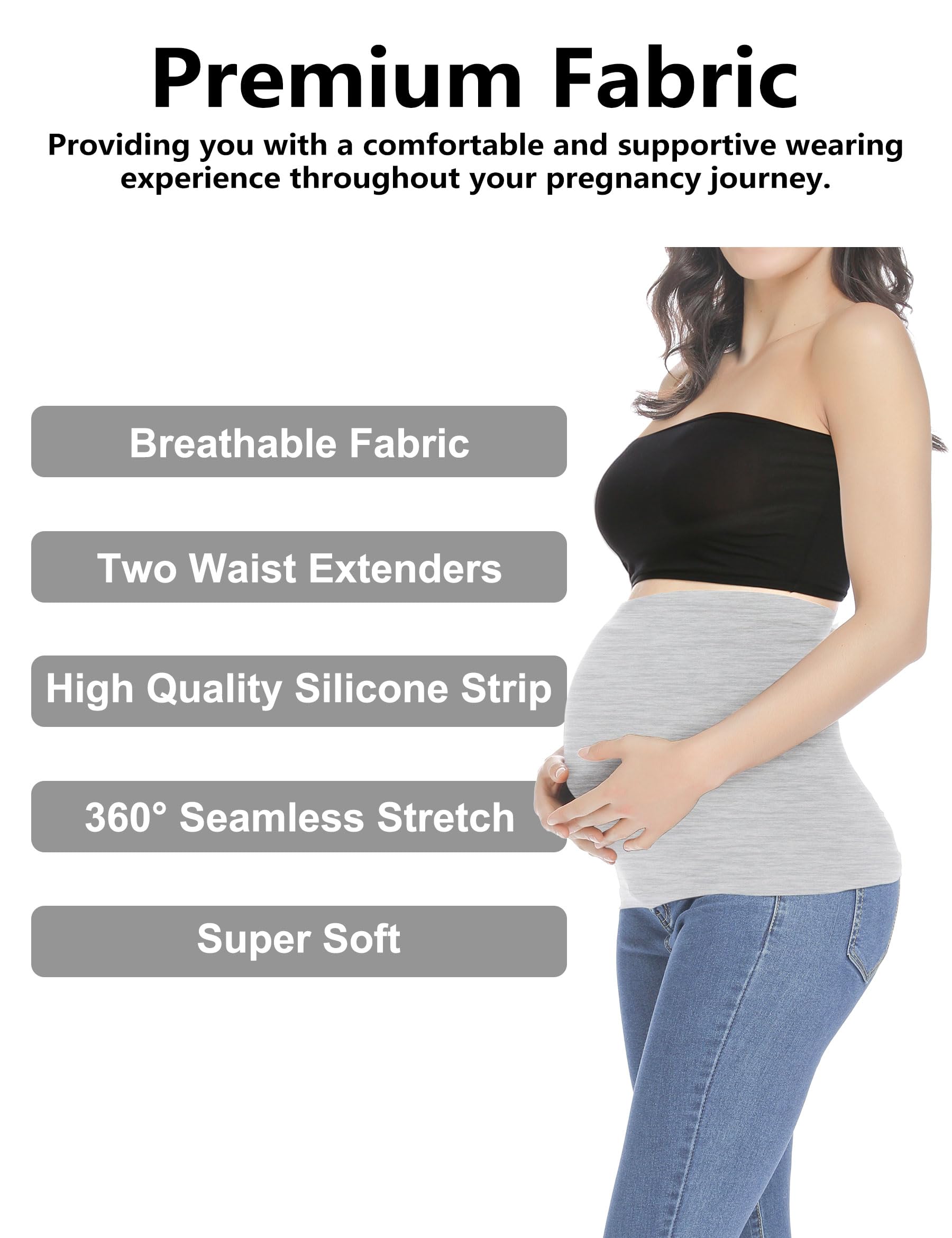 **Maternity Belly Band for Pregnant Women - Comfortable Pregnancy Support Belt for Pants & Jeans - Postpartum Belly Wrap for Recovery - Perfect for Work, Exercise & Everyday Wear**