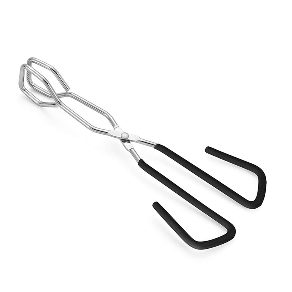 DOITOOL 2-Piece Stainless Steel BBQ Grill Tongs - Heat Resistant Food Clamp for Bread, Meat & Vegetables - Perfect for Outdoor Grilling, Camping & Kitchen Use (Black & White)