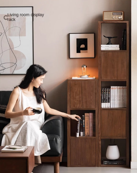 Solid Black Walnut & Oak Wood Corner Bookshelf - Stylish Storage Shelf for Living Room, Office, or Bedroom - Perfect for Books, Decor & Small Spaces