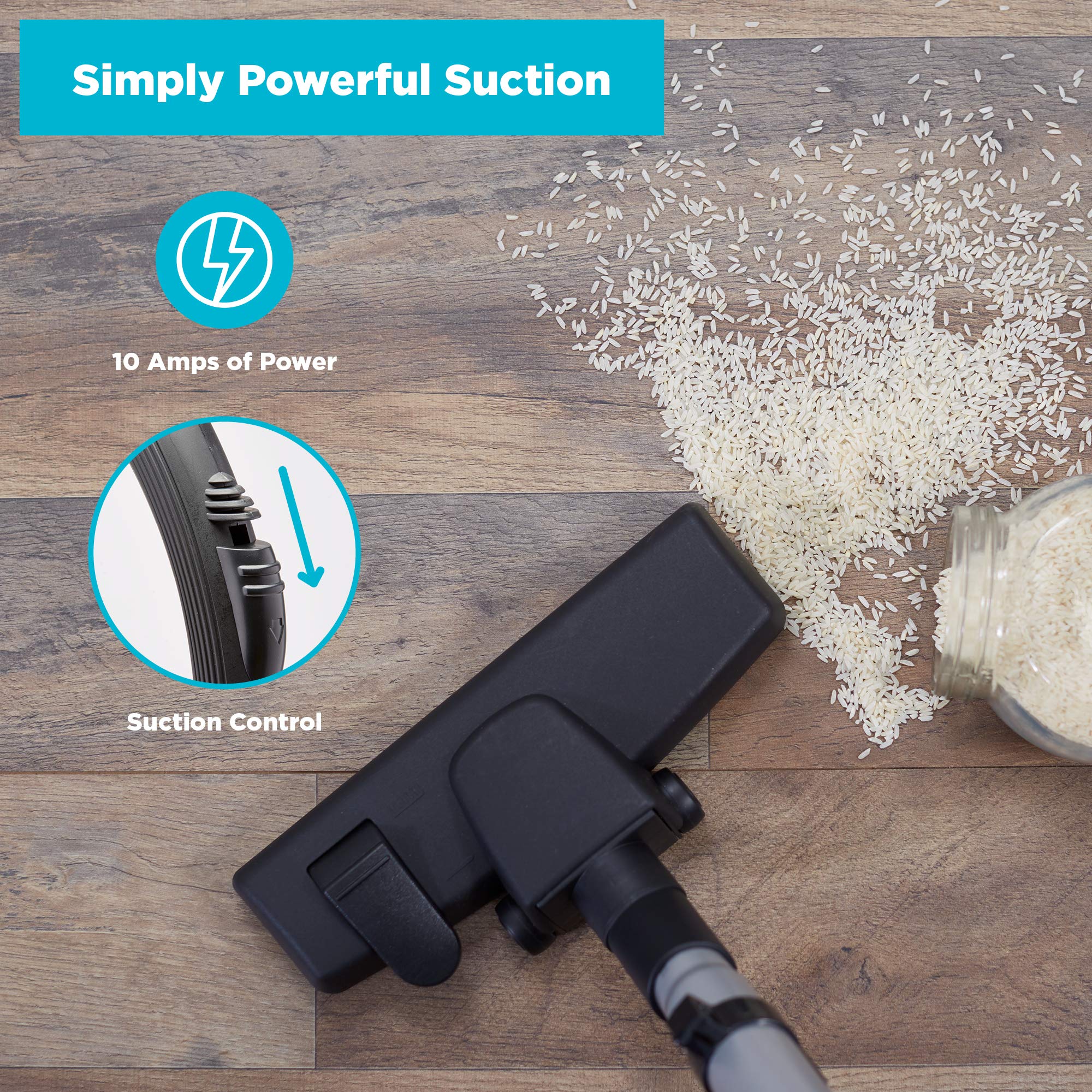 Simplicity Jill Compact Canister Vacuum Cleaner for Hardwood Floors & Rugs - HEPA Filtration, Bagged System - Perfect for Pet Hair, Dust & Allergen Removal in Homes & Apartments