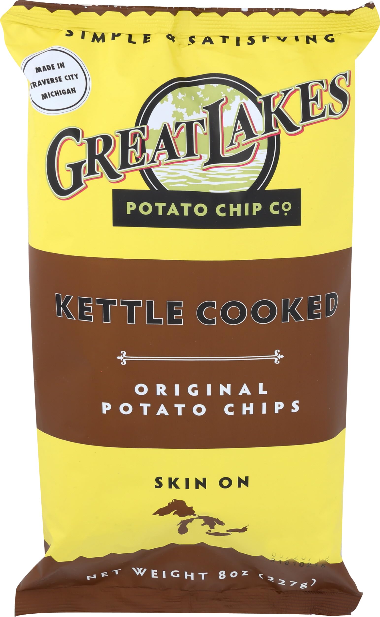 Original Great Lakes Potato Chips - 8oz Bag of Crispy Classic Potato Snacks | Perfect for Parties, Picnics & Movie Nights