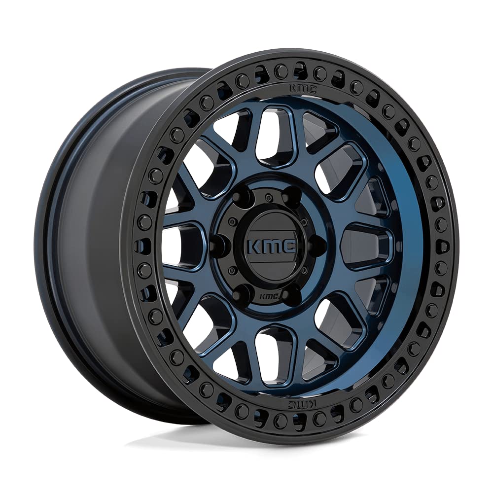 KMC Wheels KM549 18x9 6x135 Matte Black & Blue Off-Road Wheels - 18mm Offset (KM54989063918) | Perfect for Jeep Wrangler, Ford F-150 & Truck Customization