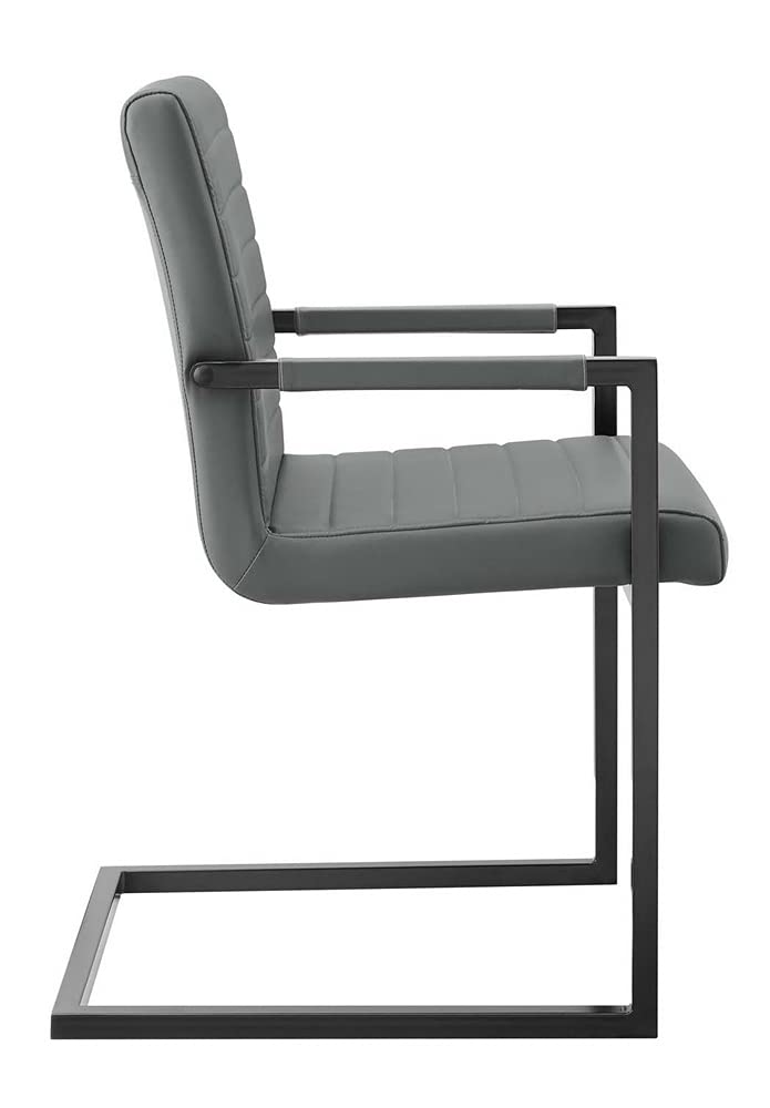 Modway Savoy Vegan Leather Dining Chairs Set of 2 - Gray Modern Upholstered Kitchen Chairs for Dining Room, Breakfast Nook & Small Space