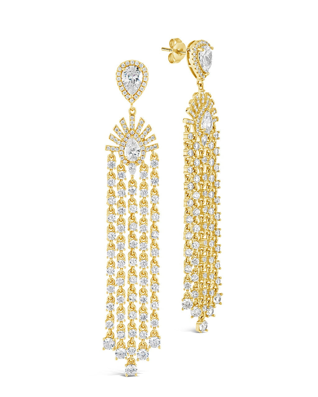 Selma CZ Statement Drop Stud Earrings for Women – Sparkling Cubic Zirconia Dangle Earrings – Elegant Jewelry for Parties, Weddings & Special Occasions