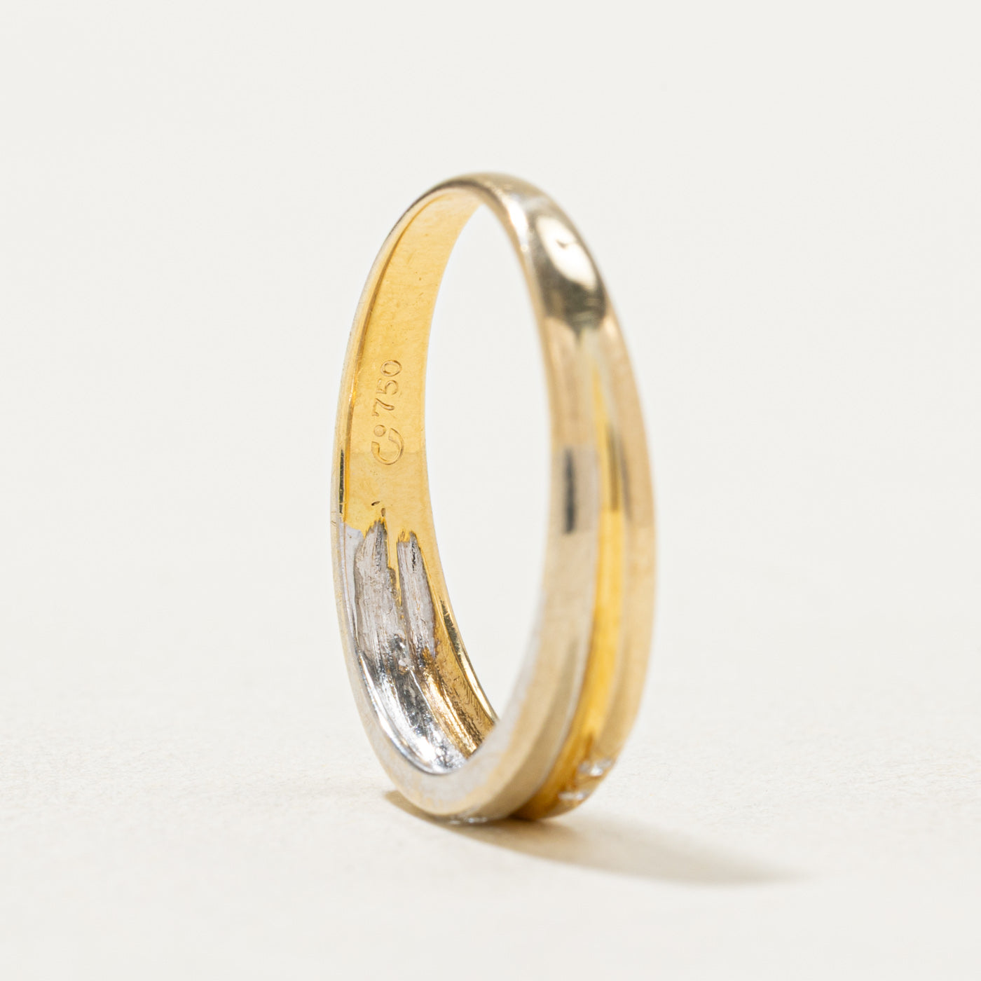 10K Two Tone Gold Diamond Stacked Band Ring - 0.03ctw Diamond Wedding Band - Size 6.25 - Perfect for Stacking, Anniversary & Everyday Wear