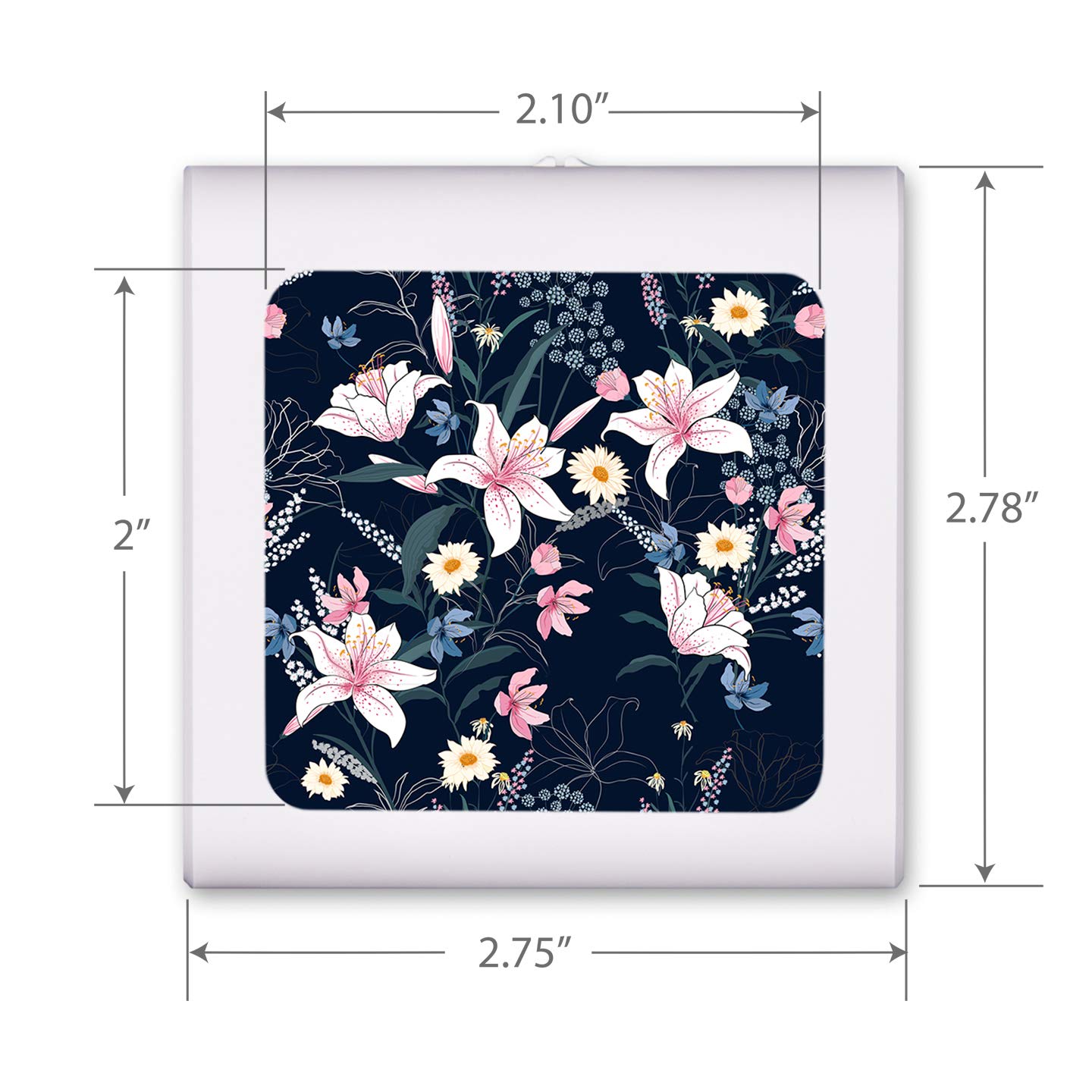 Dimmable LED Night Light with Auto On/Off Sensor, Adjustable Brightness & Warm White Light - Perfect for Bathroom, Hallway, Nursery & Bedroom (Pink & White Floral Design with Blue Accents) - Creates Soothing Ambiance for Nighttime Safety & Comfort