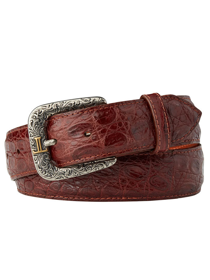 Lucchese W9411 Ultra Belly Caiman Western Belt in Sienna - Premium Leather Belt for Cowboy Boots & Western Fashion