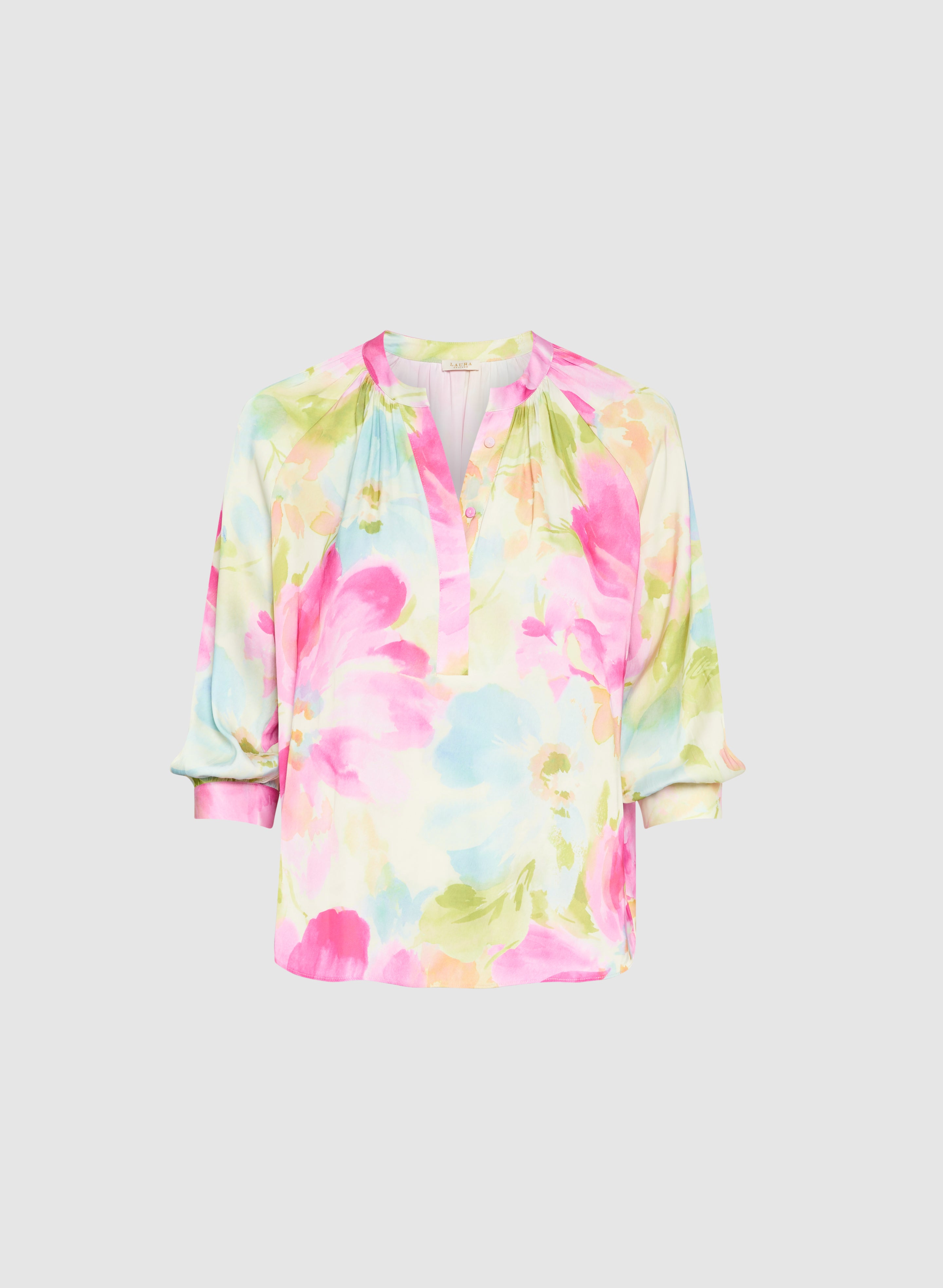 Floral Print Blouse for Women - Elegant Flowy Summer Top with V-Neck & Short Sleeves - Perfect for Office, Date Night & Casual Outings