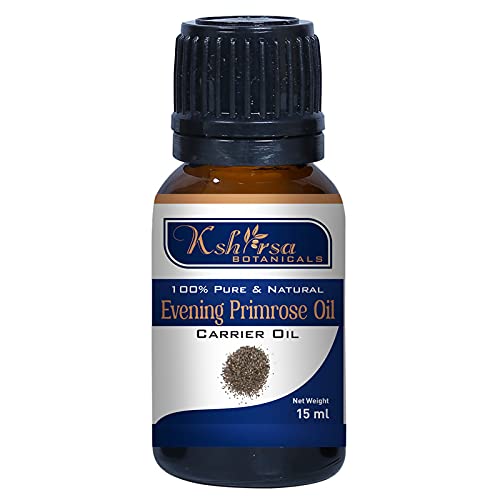 Kshirsa Botanicals 100% Pure Natural Evening Primrose Oil - Moisturizing Skin Care, Hair Growth, Nail Strength & Joint Pain Relief (15ml) - Perfect for Dry Skin Treatment & Massage Therapy