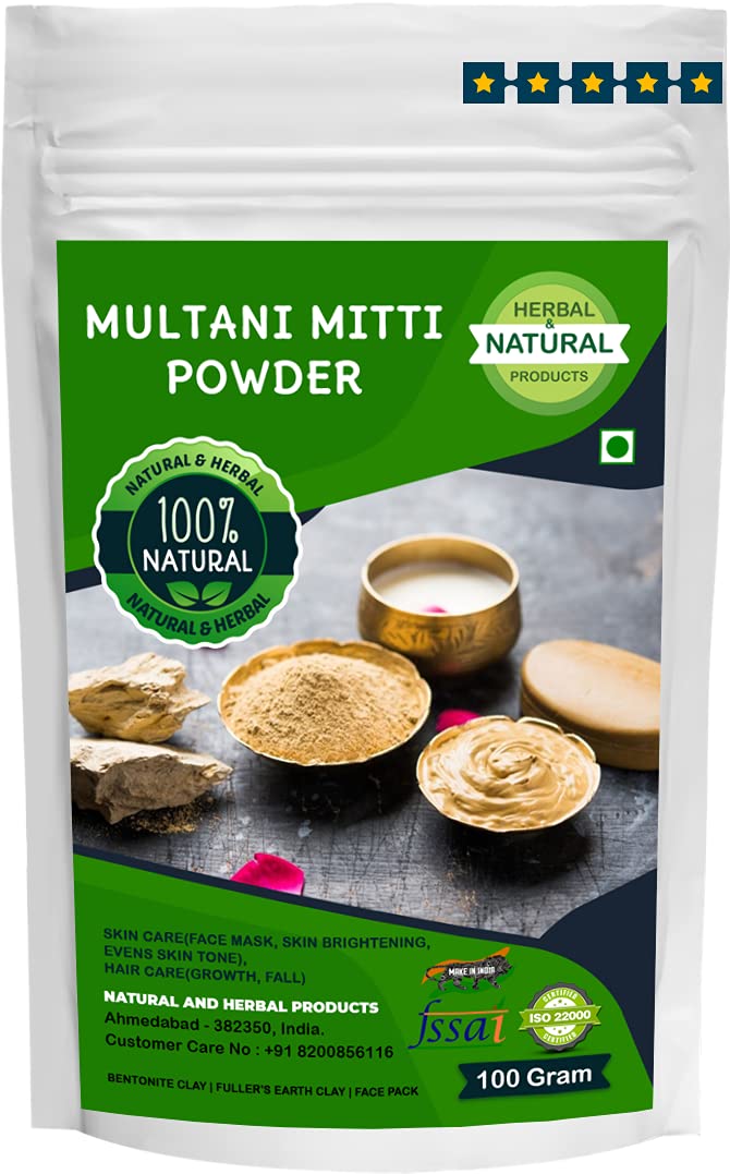 Multani Mitti Powder | Bentonite Clay | Fuller's Earth Clay | 100g Natural Face Mask & Hair Treatment for Skin Brightening, Even Tone & Deep Cleansing - Perfect for DIY Beauty & Spa Days at Home