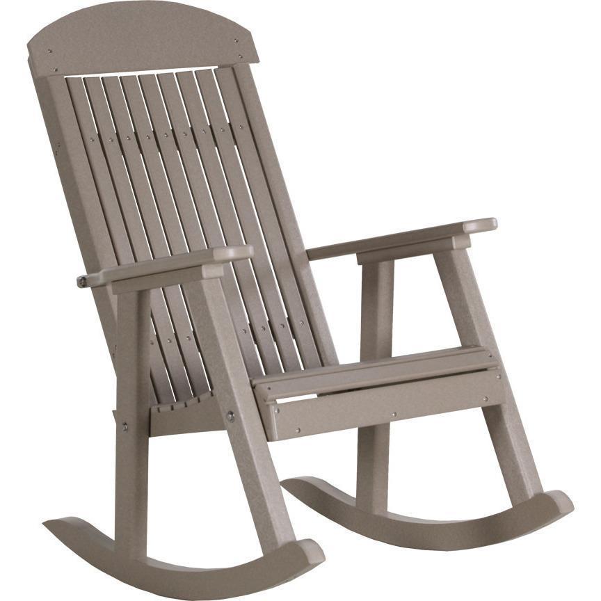 LuxCraft Weatherwood Classic Traditional Recycled Plastic Porch Rocking Chair Set of 2 with Cup Holders - Perfect for Outdoor Patio, Garden, Deck & Front Porch Relaxation