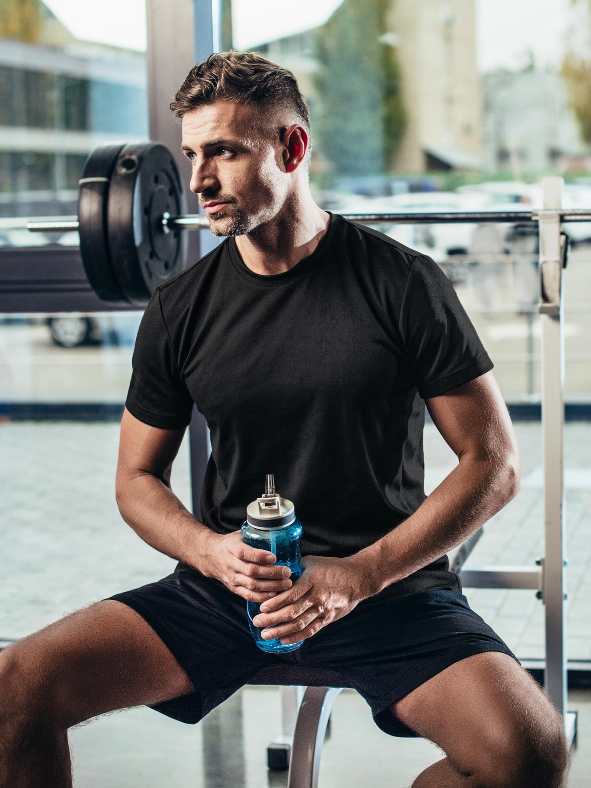 3 Pack Men's Dry Fit Moisture Wicking UPF 50+ Sun Protection Athletic T-Shirts - Gym, Running, Hiking & Outdoor Activities