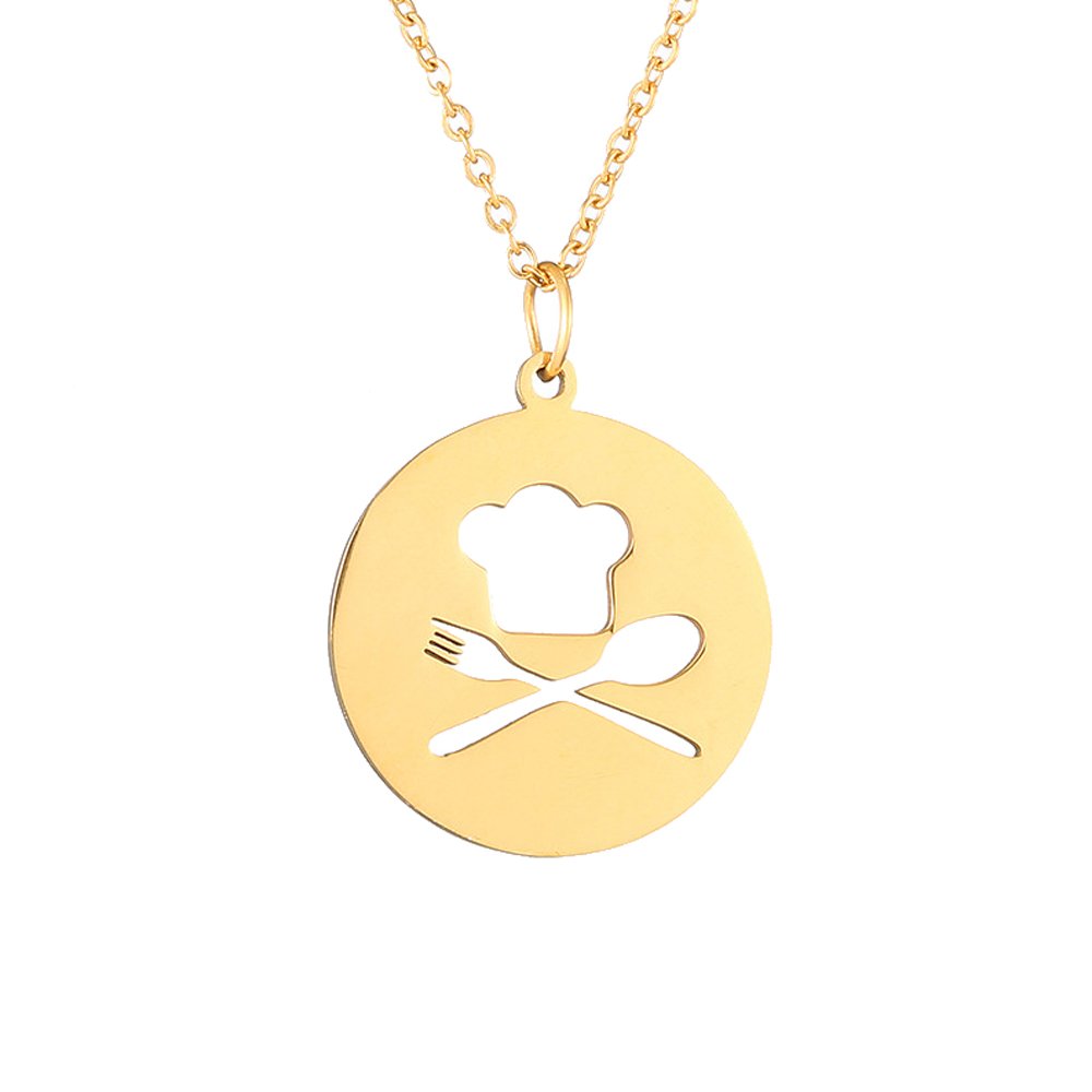 AOCHEE Chef Hat Spoon Fork Pendant Necklace - Stylish Cooking Jewelry for Chefs & Food Lovers - Perfect for Kitchens, Culinary Schools & Cooking Enthusiasts