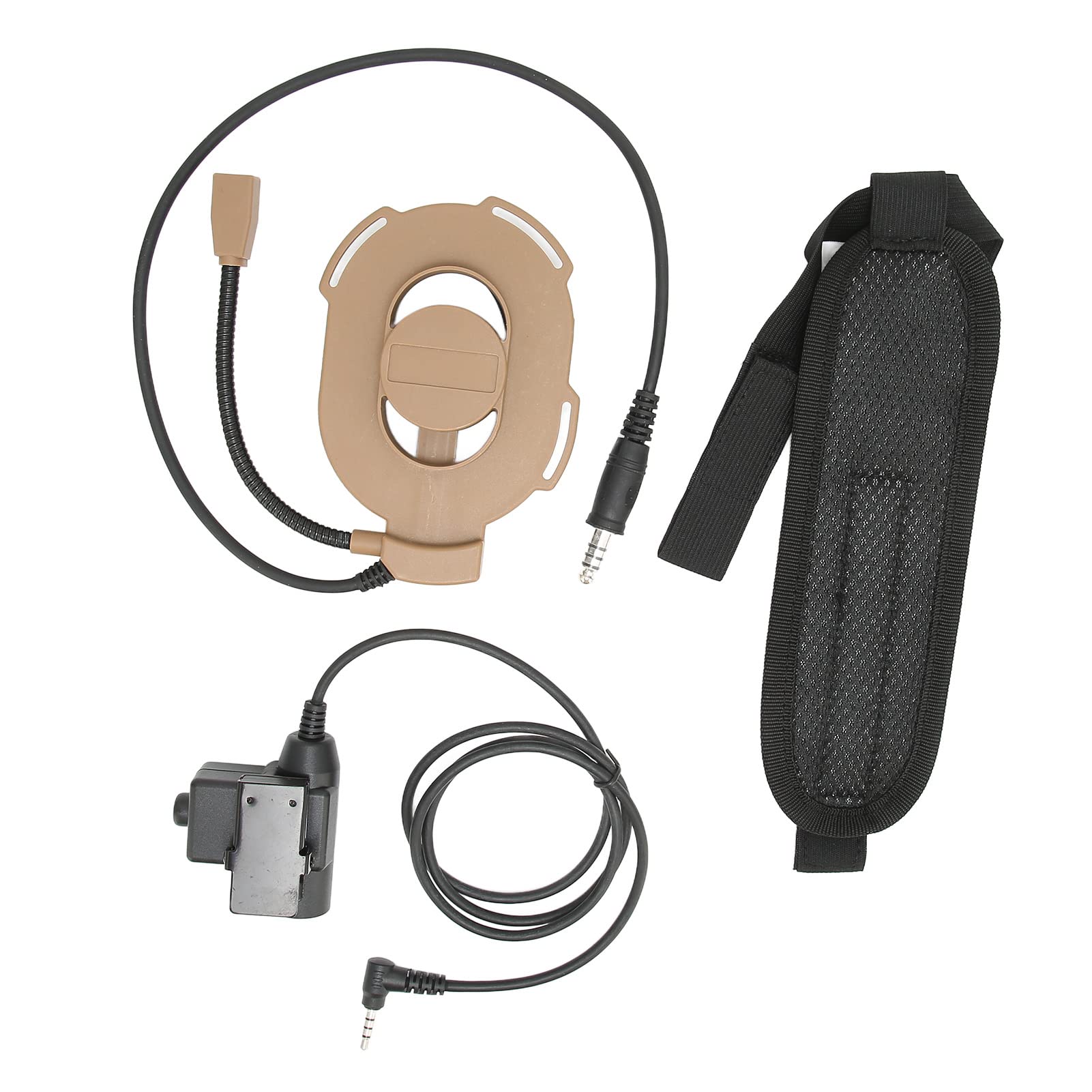 Military Headset with PU Wire & Noise Reduction - Compatible with Yaesu VX-3R (Brown) - Ideal for Tactical Operations, Airsoft, Hunting & Outdoor Adventures