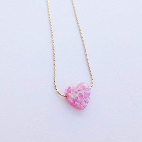 Custom Heart Opal Necklace - Gold Filled Pink Charm Jewelry for Gifts & Romance