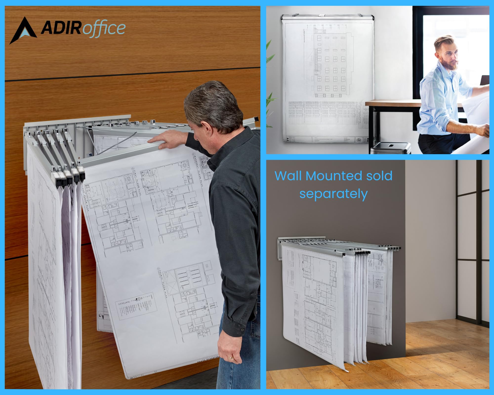 42-Inch Adir Blueprint Clamp - Heavy Duty Blueprint Clips & Binding Strips for Architects, Engineers & Contractors | Perfect for Organizing Construction Plans, Posters, Maps & Large Documents (Pack of 6) | Ideal for Job Sites, Offices & Drafting Rooms