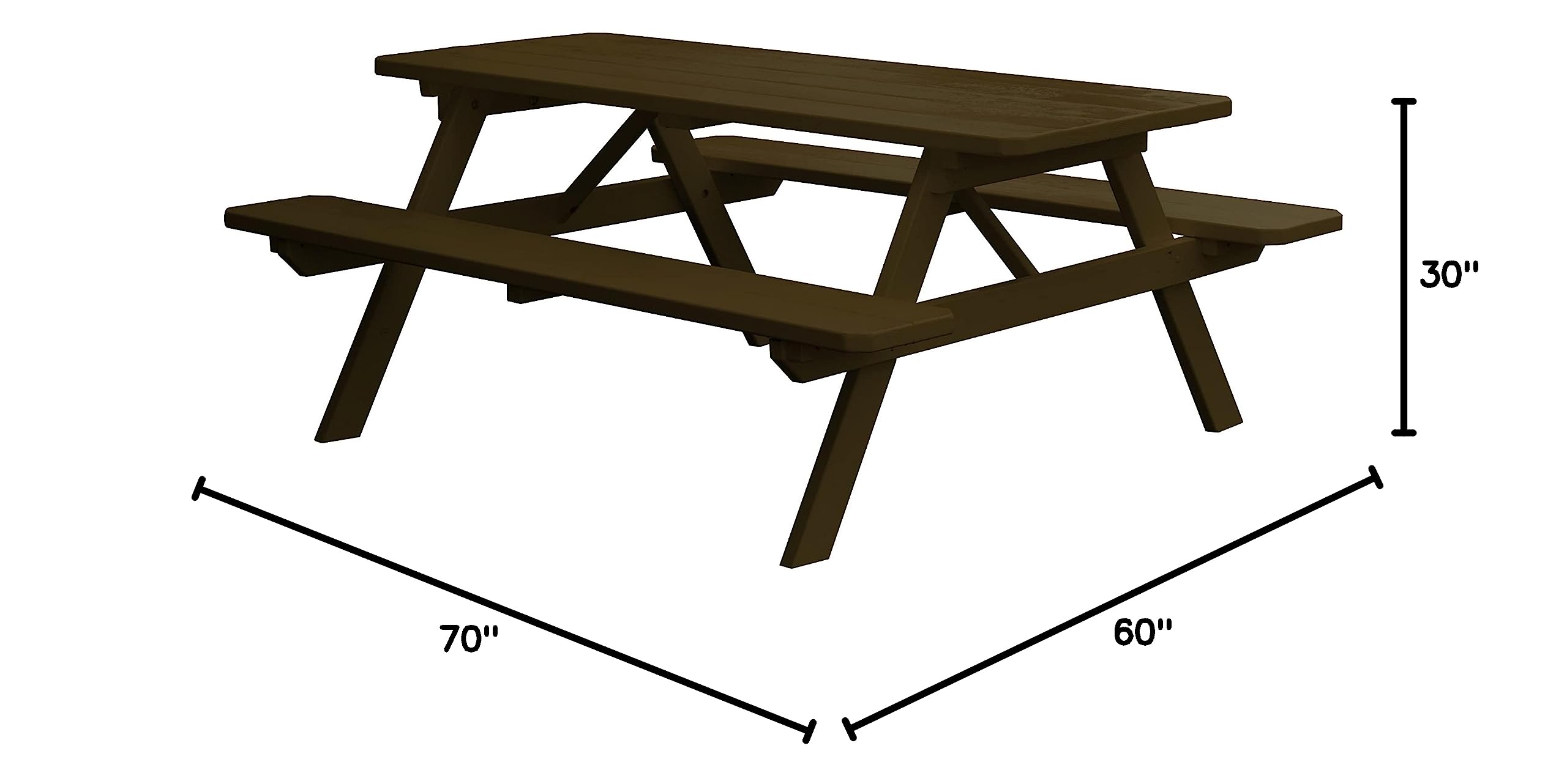 Pine Wood 6 Foot Dining Table with Attached Benches - Rustic Farmhouse Style - Perfect for Kitchen, Dining Room & Outdoor Entertaining - Furniture Barn USA