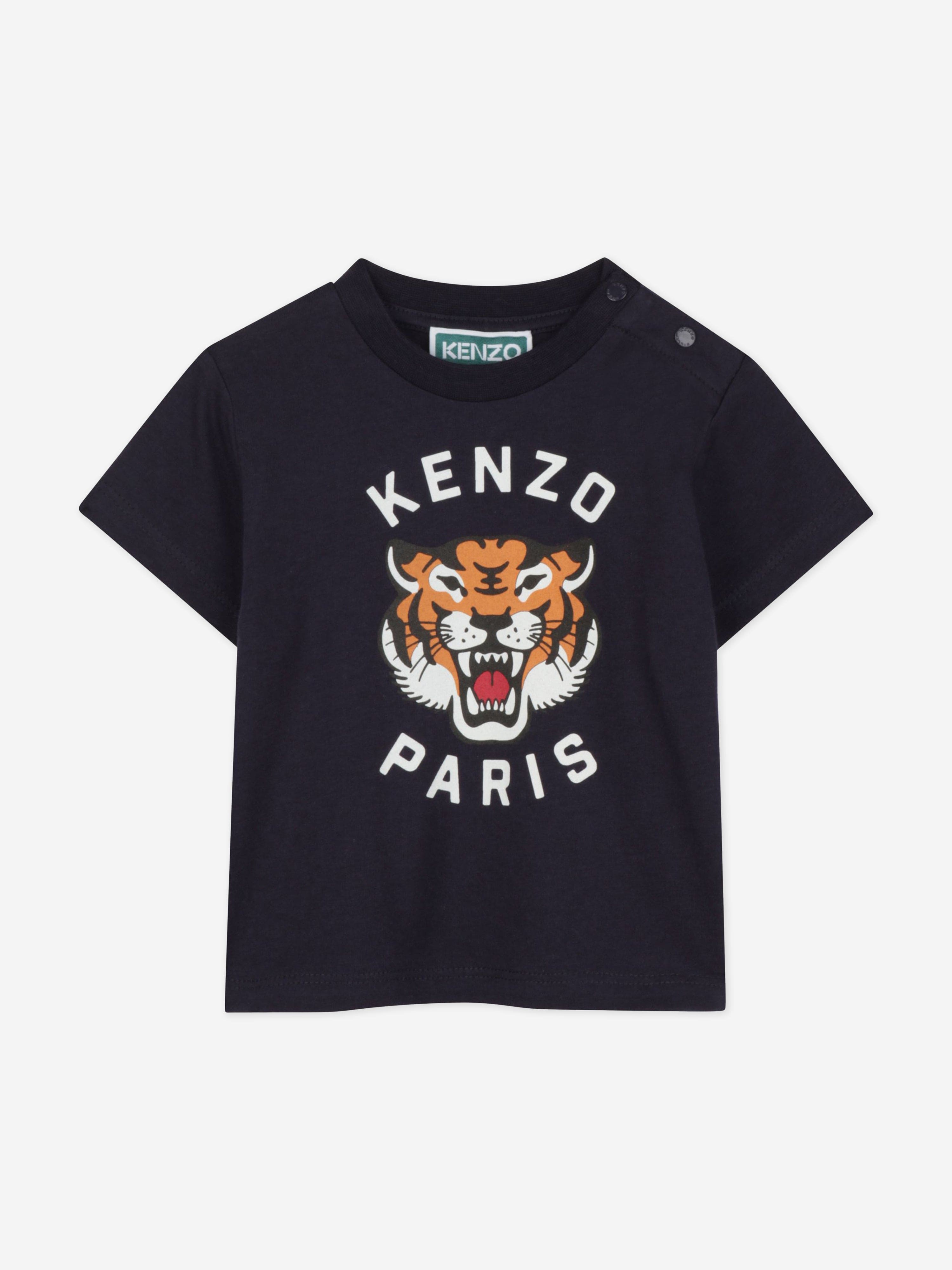 Adorable Navy Blue Tiger Graphic T-Shirt for Baby Boys - Perfect for Playdates, Parties & Everyday Wear