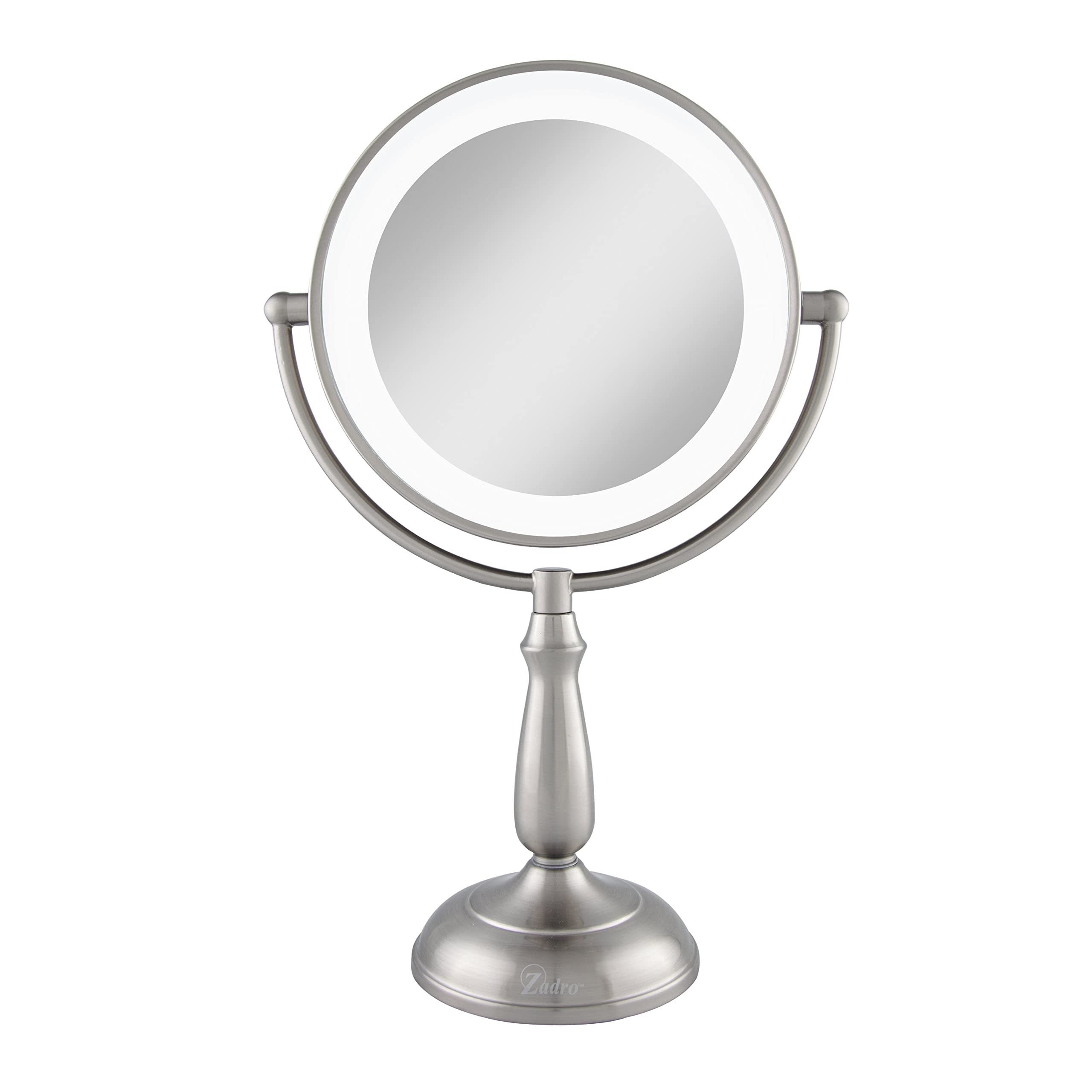 Zadro 11 Inch LED Makeup Mirror with Dimmable Touch Lights & Magnification - Perfect for Vanity, Bathroom, and Travel Makeup Application