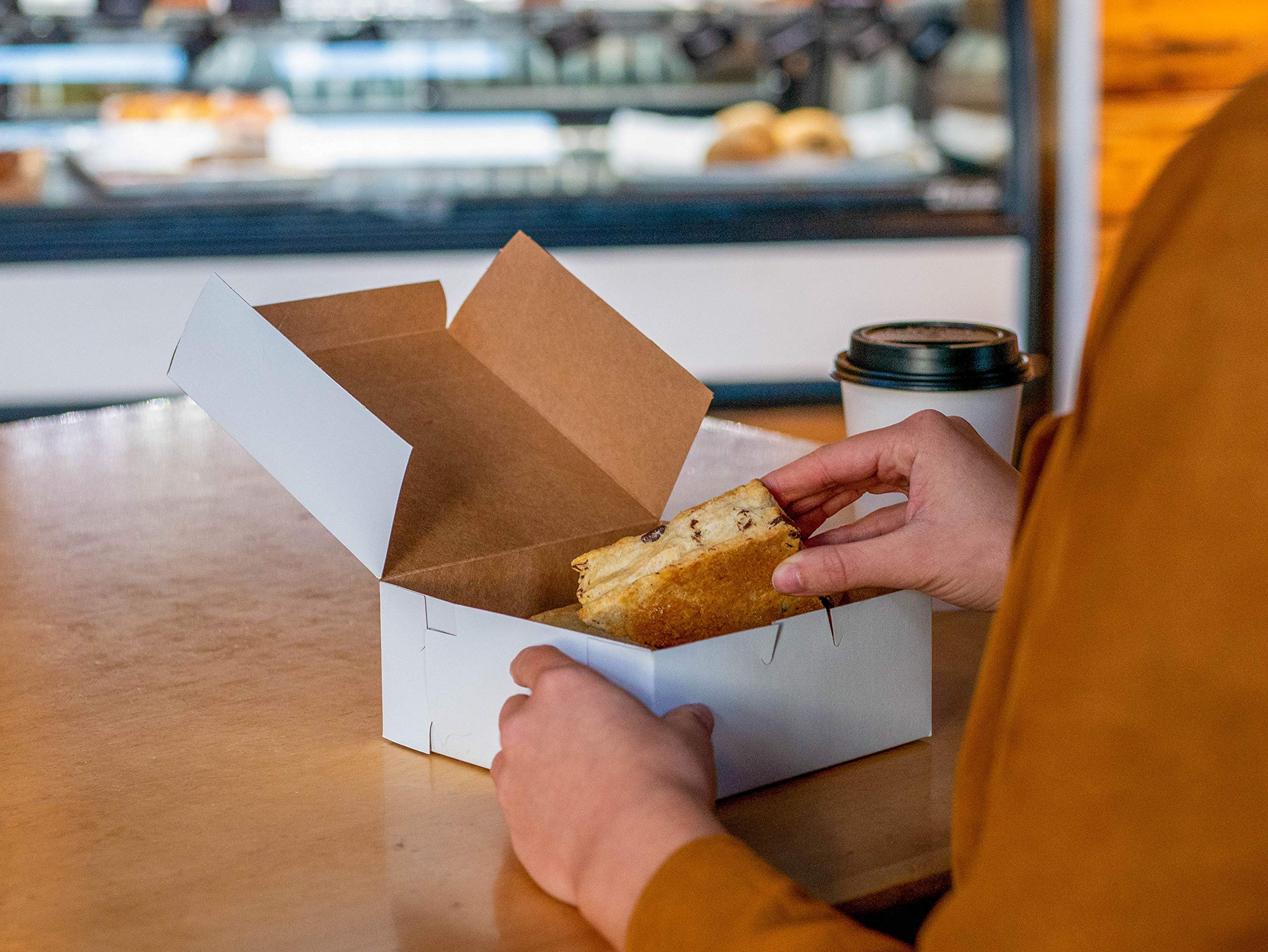 SCT White Bakery Boxes 8x4x4 Inches - 250 Pack Bulk One-Piece Paper Pastry Boxes for Cupcakes, Cookies & Donuts - Non-Window Cake Packaging for Bakeries, Cafes & Events
