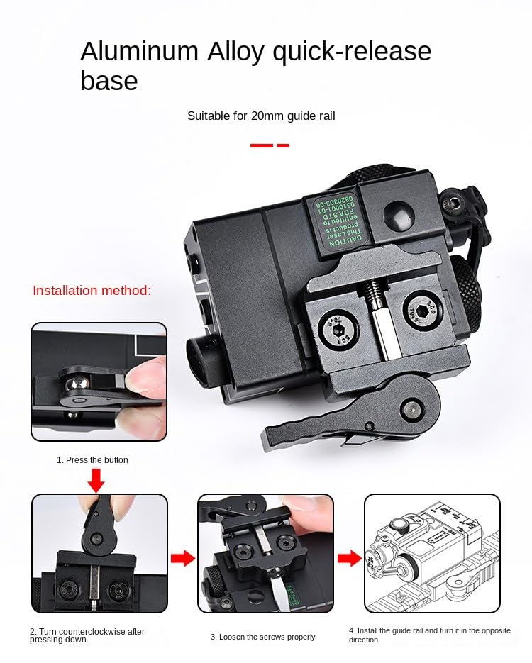 Metal DL-Mini Box Laser Sight with Quick Release Base Mount | IR + Red/Green/Blue Laser | Strobe/Constant Modes | Remote Pressure Switch | Fits 20mm Picatinny Rail (Green Laser) - Perfect for Tactical Shooting, Hunting & Airsoft