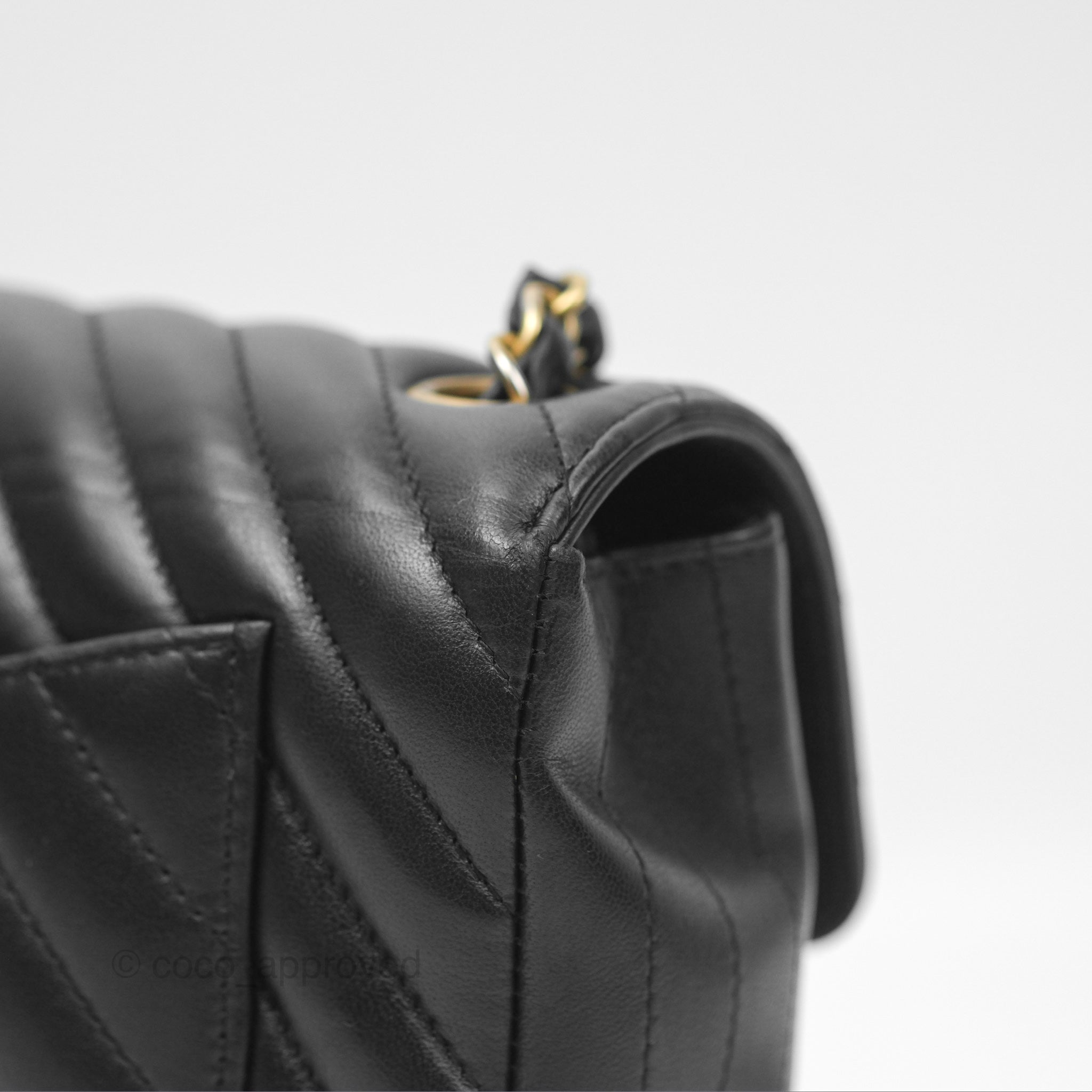 Chanel Chevron Mini Rectangular Bag - Black Lambskin Leather with Aged Gold Hardware | Luxury Crossbody Purse for Women, Perfect for Evening Events & Date Nights
