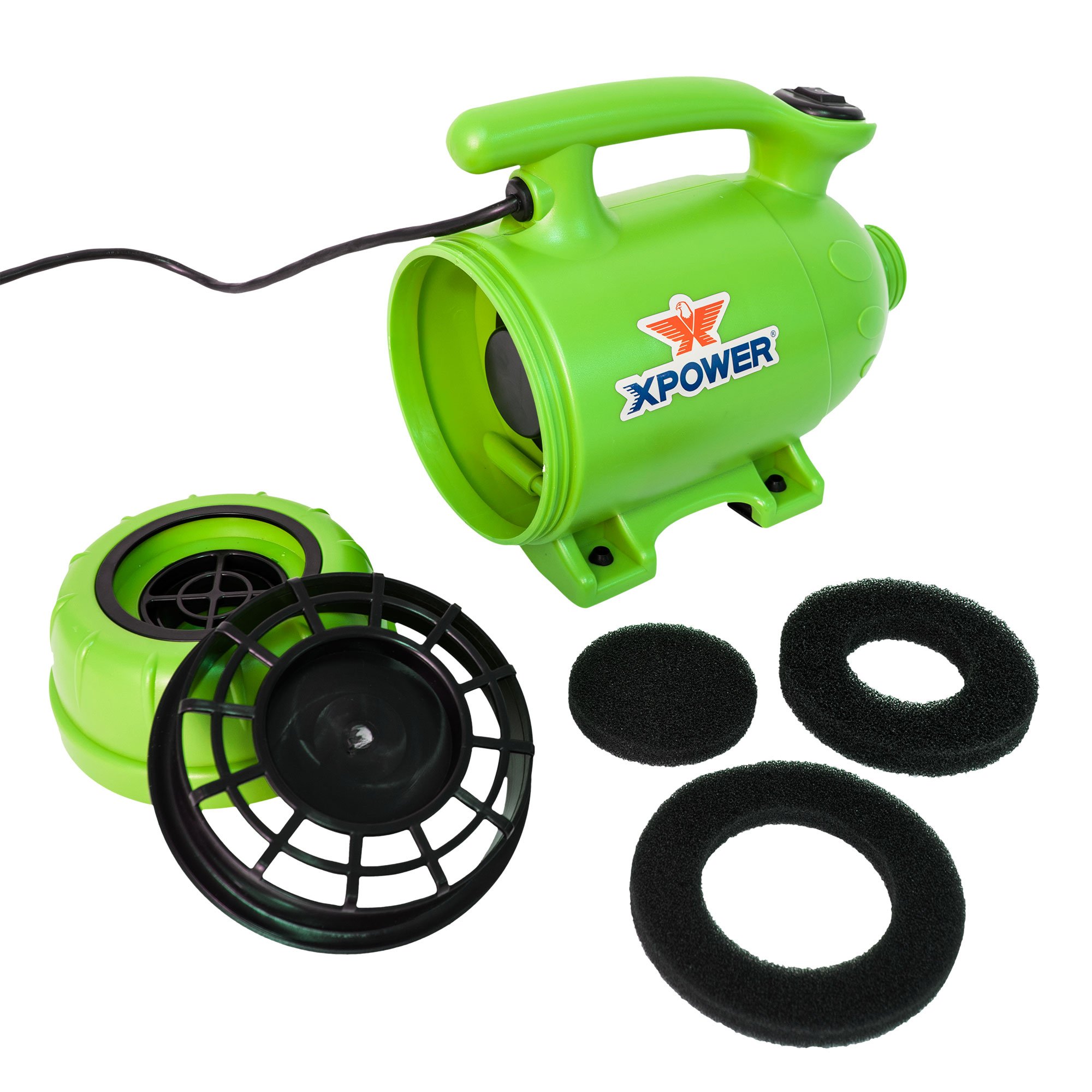 XPOWER B-2 2 HP Professional Pet Grooming Dryer and Vacuum Cleaner 2-in-1 for Dogs & Cats - High Power Force Dryer with Green Design - Perfect for Home Grooming, Pet Salons & Quick Drying After Baths