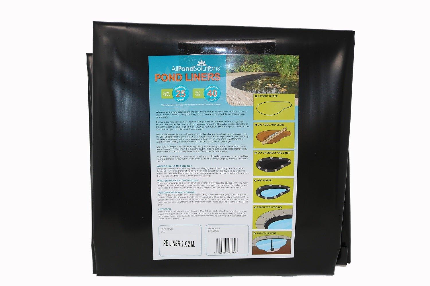 6x6m LDPE Pond Liner 0.3mm Thick - 25 Year Warranty | Durable Waterproof Fish Pond Cover for Garden, Koi Ponds & Water Features
