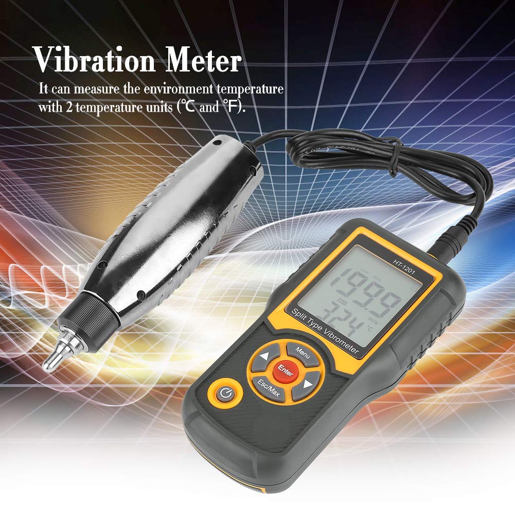HT-1201 Digital Vibration Meter - Split Type Vibrometer with Backlit Display, Vibration Analyzer Tester for Industrial Equipment Maintenance, HVAC Systems & Machine Diagnostics