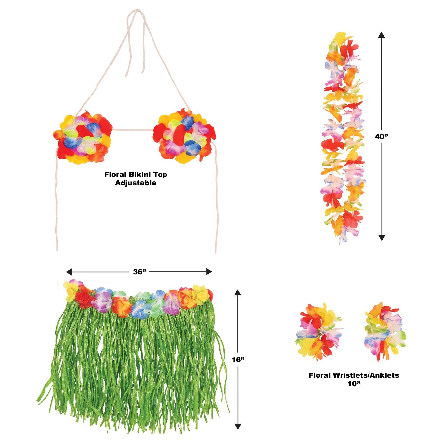 12 Pack Beistle Luau Party Adult Hula Skirt Set - Tropical Hawaiian Costume for Women & Men - Perfect for Luau Parties, Themed Events & Hawaiian Beach Vacations