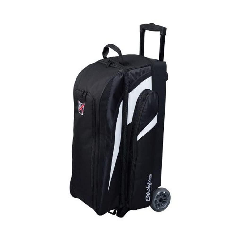 KR Cruiser Triple Roller Bowling Bag for Men & Women - Heavy Duty Black Bowling Ball Carrier with Wheels - Perfect for League Play, Tournaments & Practice Sessions
