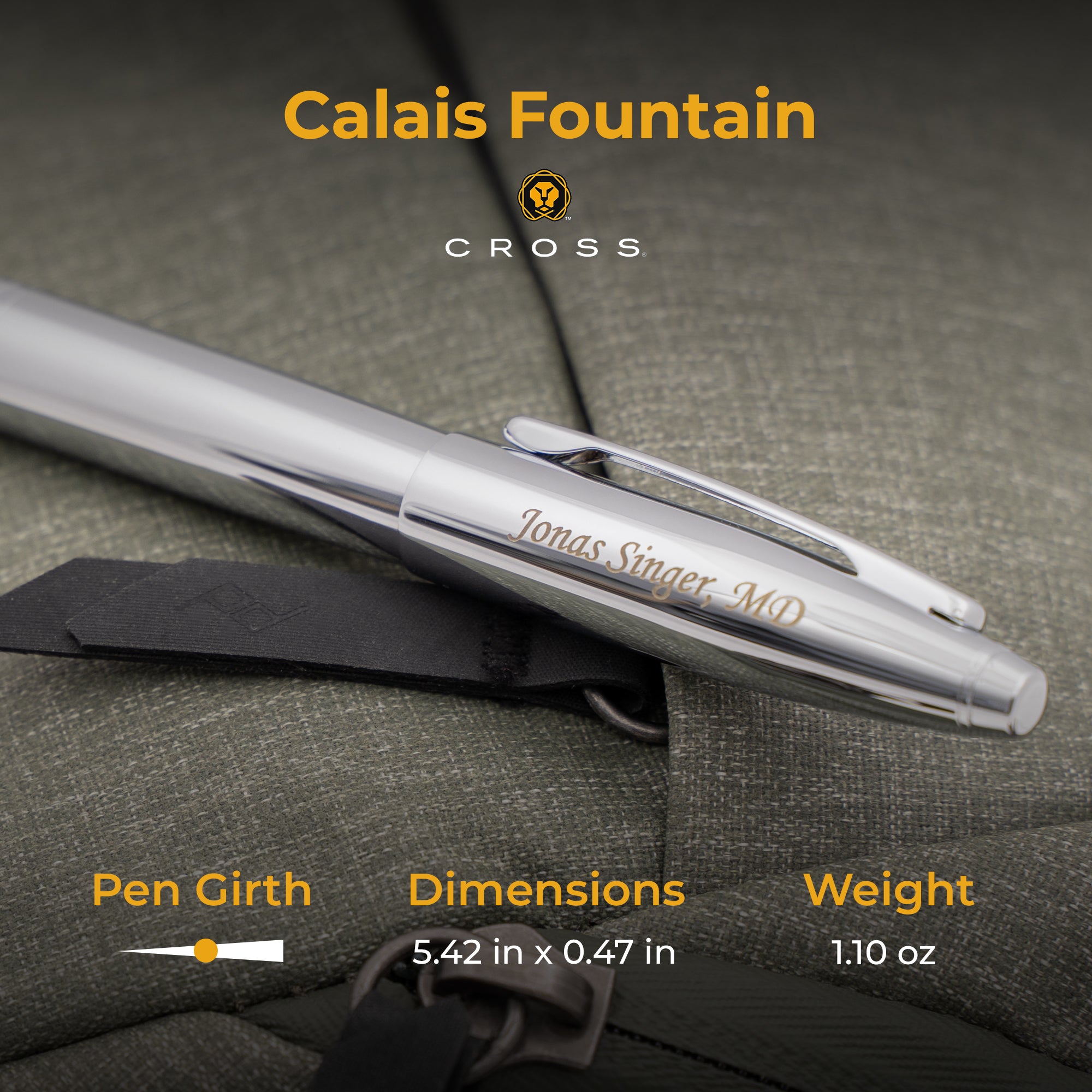 Cross Calais Fountain Pen - Premium Polished Chrome Finish for Smooth Writing | Ideal for Office, School & Gift Giving