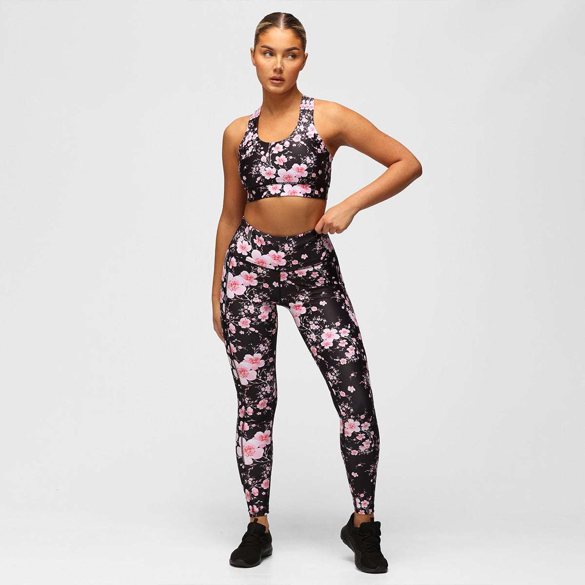 Blossom Noir High Waist Yoga Leggings for Women - Tummy Control Workout Pants - Comfortable Stretchy Gym Leggings for Running, Pilates & Lounge Wear