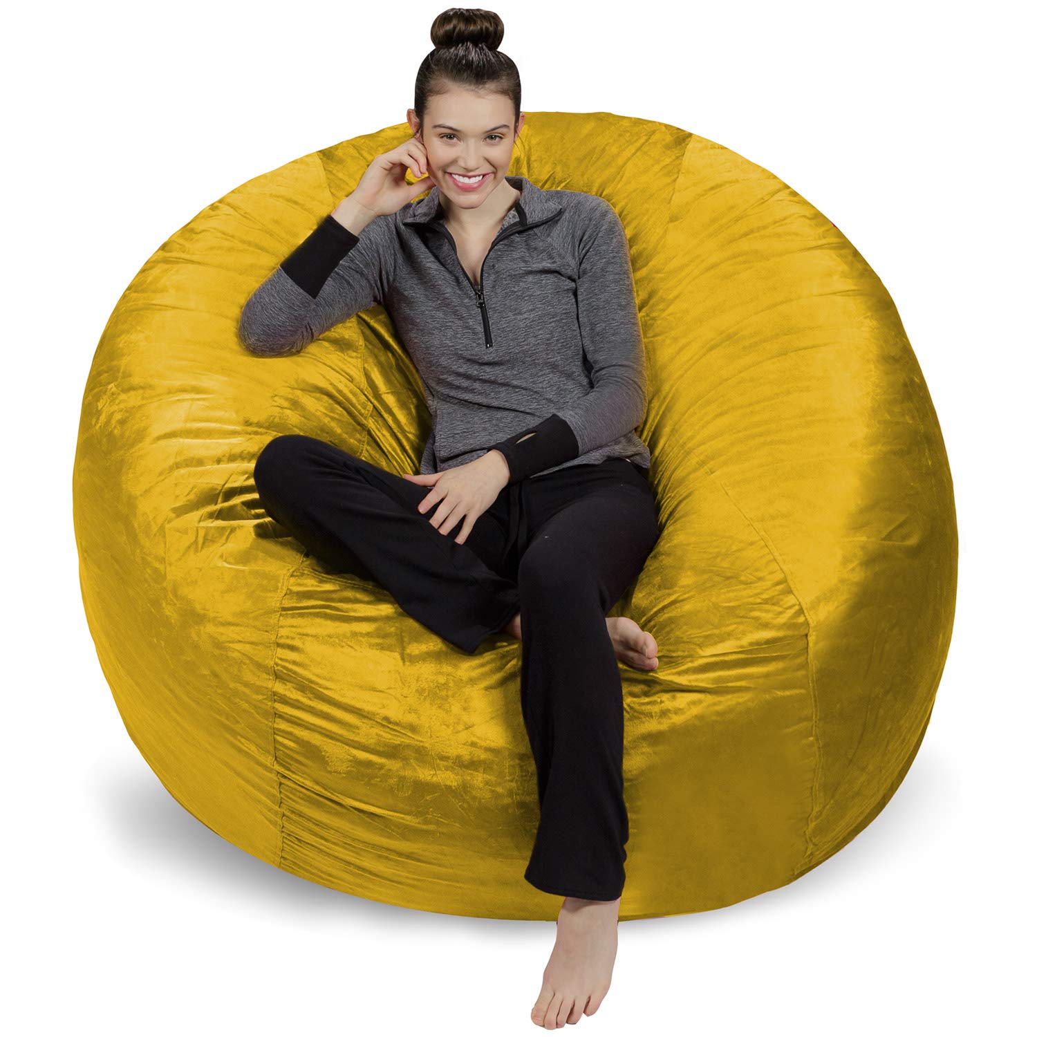 6-Foot Lemon Sofa Sack Bean Bag Chair Cover - Ultra Soft & Washable - Perfect for Living Room, Game Room & Dorm Relaxation
