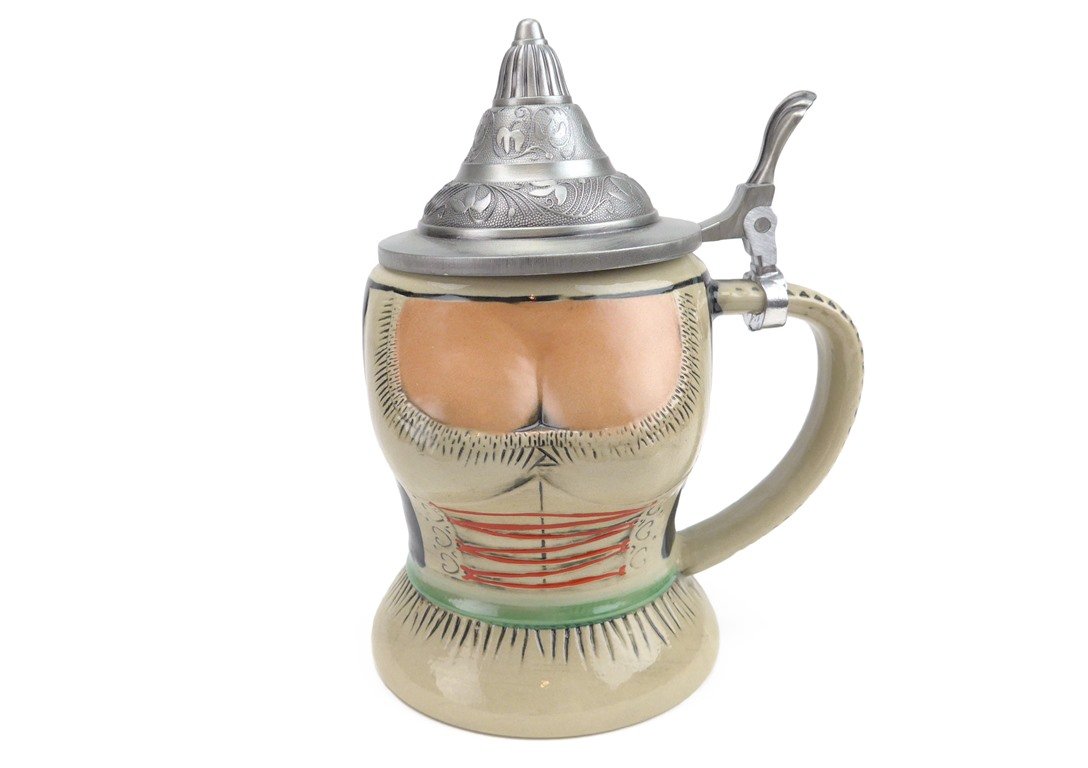 Authentic German Oktoberfest Beer Stein Mug Set - 0.55L Ceramic Beer Mug with Lid, Traditional Oktoberfest Drinking Glasses & Dirndl Accessories - Perfect for Oktoberfest Parties, Beer Tasting Events & German Themed Celebrations