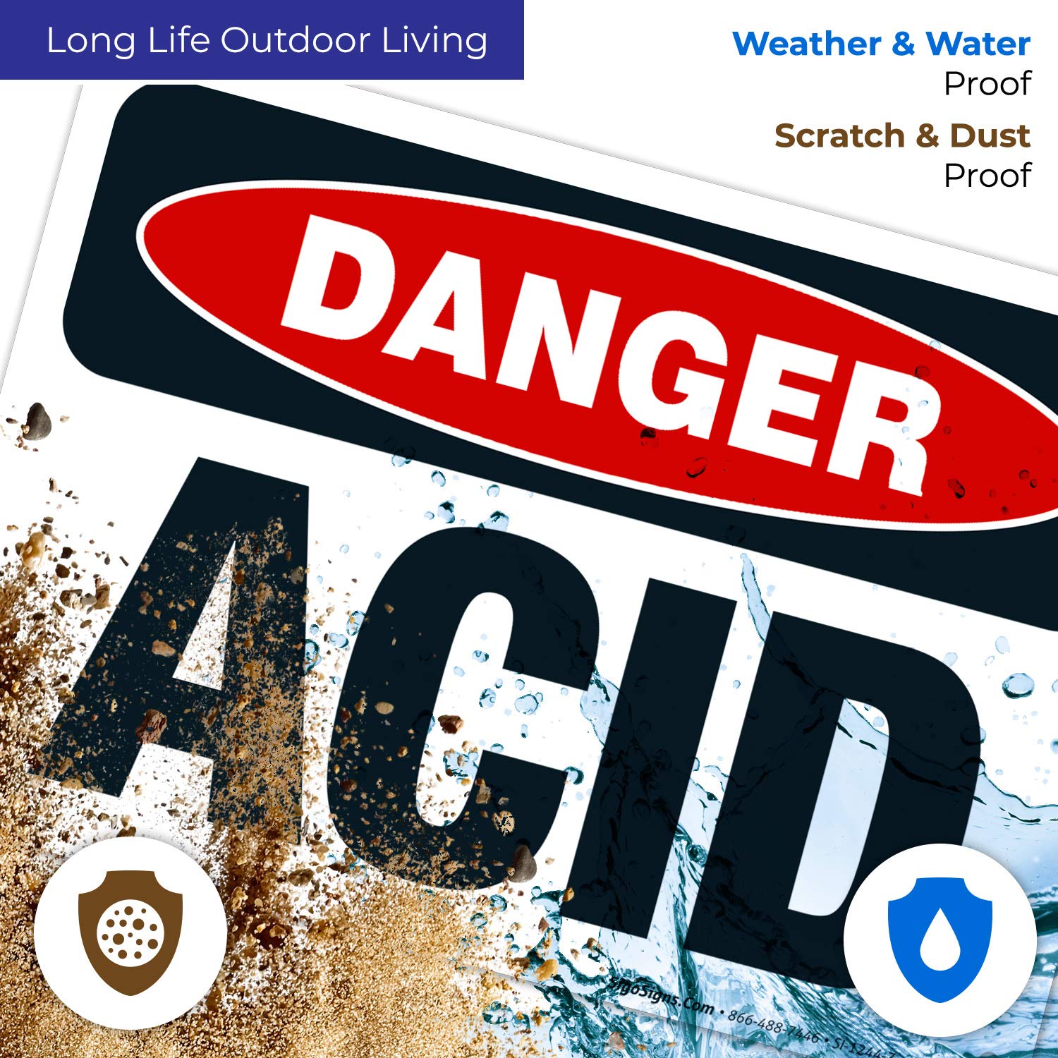 Danger Acid Sign - OSHA Compliant 10x7 Inches Rust-Free .040 Aluminum Safety Sign | Fade Resistant for Indoor & Outdoor Use | Made in USA | Ideal for Laboratories, Factories & Hazardous Areas