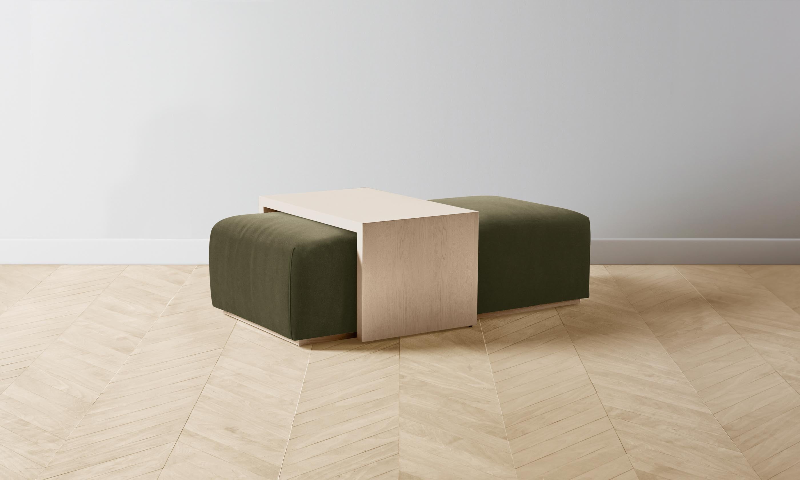 The Bowery Ottoman - Luxurious Mohair Moss Upholstered Footstool for Living Room, Bedroom & Lounge | Perfect for Relaxing, Reading & Decor