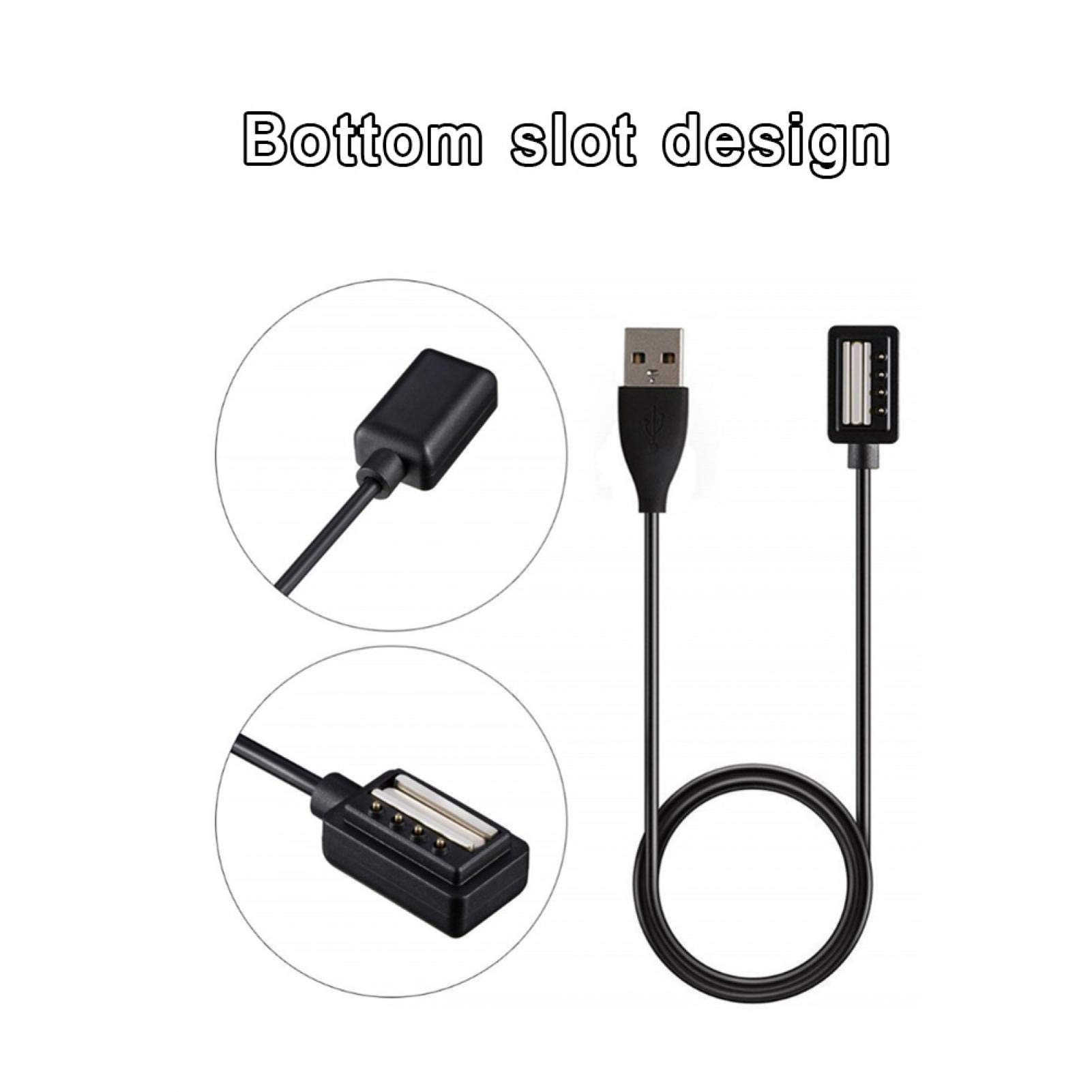 1M Fast Charging USB Cable for SUUNTO 9 Baro & SUUNTO 4 Black Smartwatches - High-Speed Data Clip Charger with Bottom Slot Design - Perfect for Travel, Workouts & Outdoor Adventures