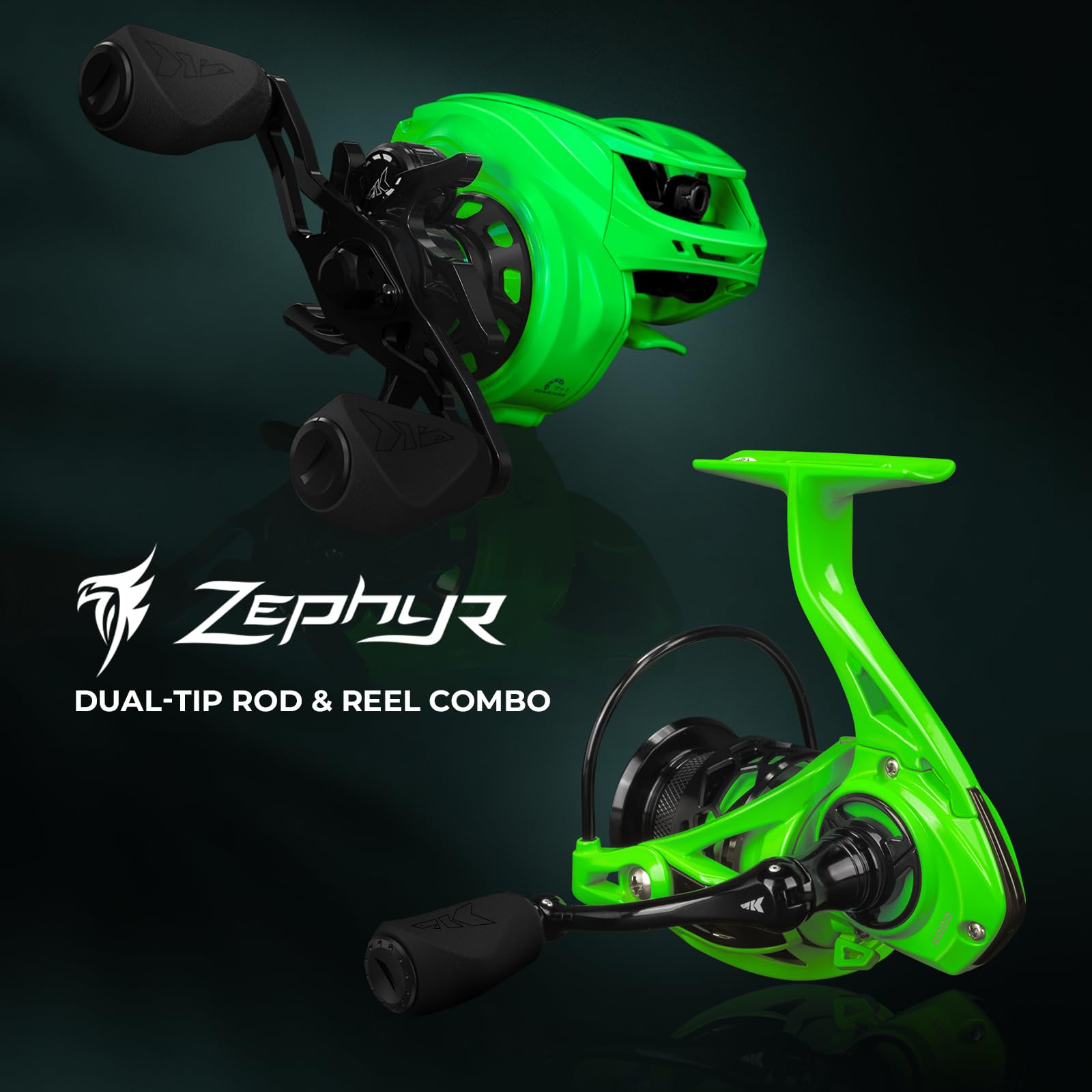 KastKing Zephyr Dual-Tip Fishing Rod and Reel Combo - IM6 Graphite 2-Piece Blank with KastFlex Technology - Perfect for Freshwater and Saltwater Fishing - Ideal for Bass, Trout, and Walleye Anglers