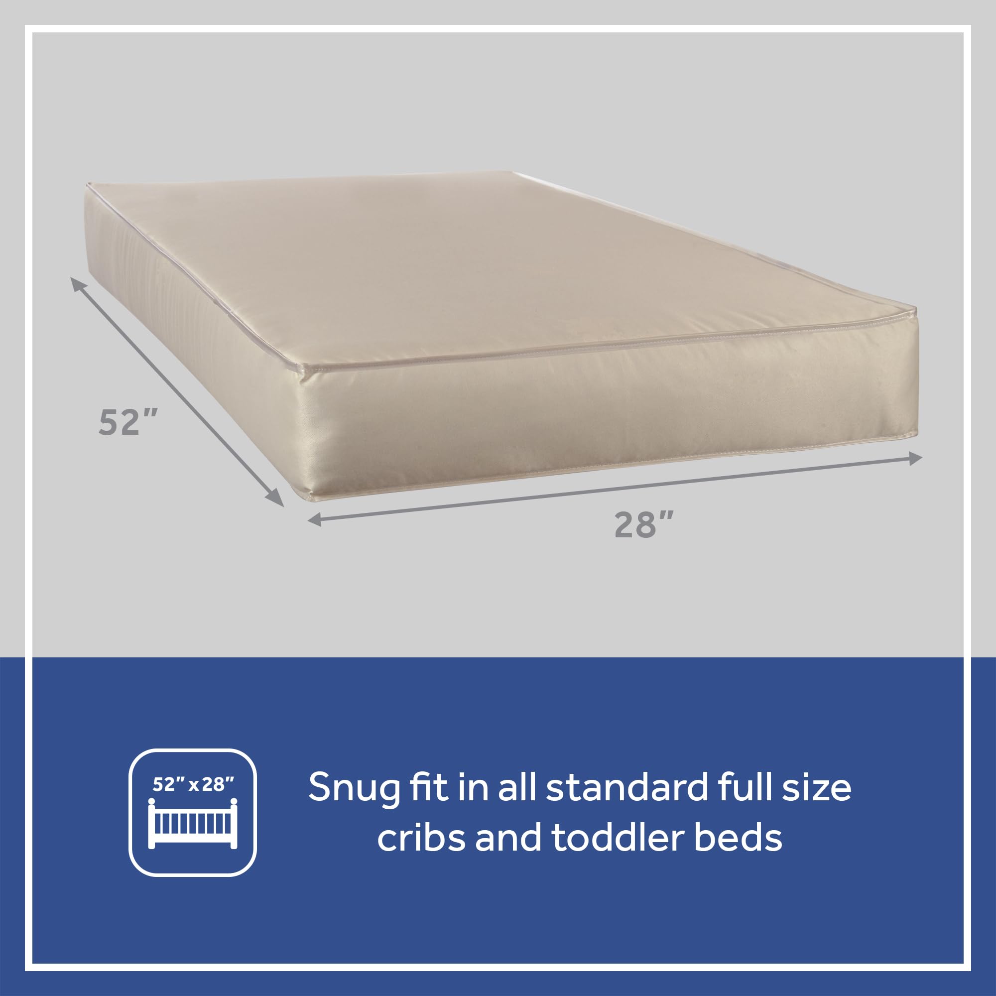 Sealy Baby Naturalis Breathable Hybrid 2-Stage Waterproof Crib Mattress & Toddler Bed - Natural Cotton, Non-Toxic, GREENGUARD Gold Certified - Safety Tested, Made in USA (52