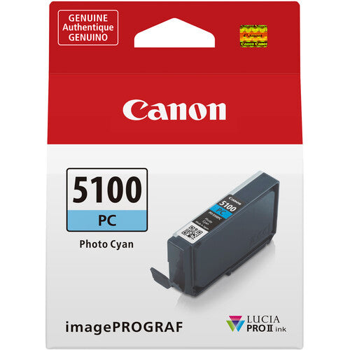 Canon PFI 5100 PC (Photo Cyan) Lucia PRO II Ink Tank for PRO 310 (14.4ml) - High-Quality Photo Printing Ink for Professional Photographers & Graphic Designers - Ideal for Photo Studios, Art Prints & Business Documents