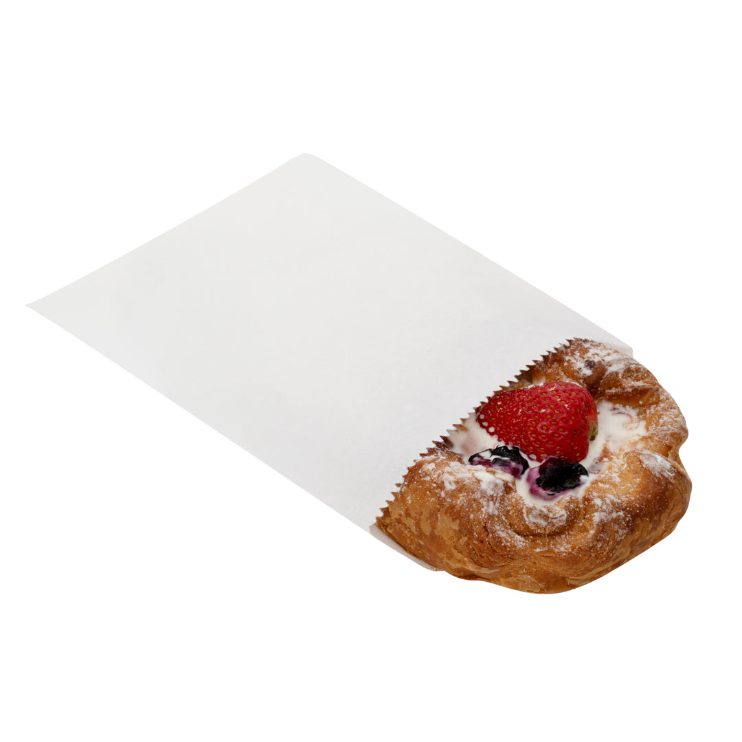 White Paper Bags 7x5 Inches - 100 Count Bulk Pack | Eco-Friendly Kraft Gift Bags for Retail, Parties & Favor Packaging