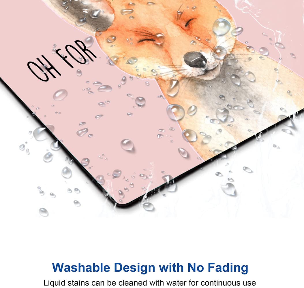 Cute Fox Mouse Pad for Women - Washable Square Cloth Mousepad with Non-Slip Rubber Base for Office, Laptop & Wireless Mouse - Kawaii Desk Accessory for Work, Gaming & Home Office Use