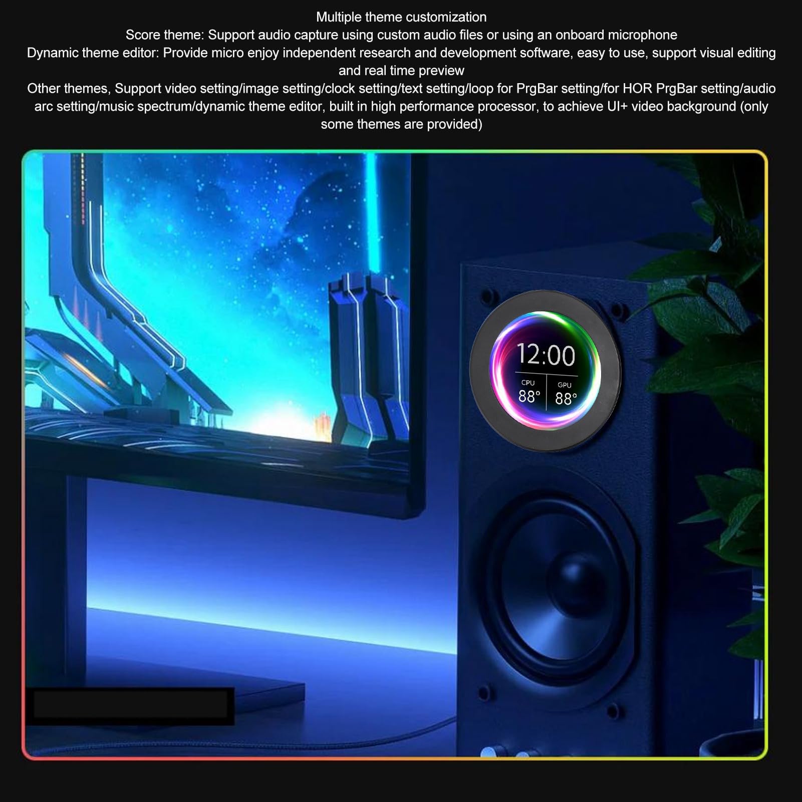 Annadue 2.1 AIO Computer Temperature Monitor with LCD Display - CPU Cooler Upgrade Kit, PC Sensor Panel for Water Cooling Systems, AIDA64 Compatible Computer Accessories (Black) - Perfect for Gaming Rigs and Custom PC Builds
