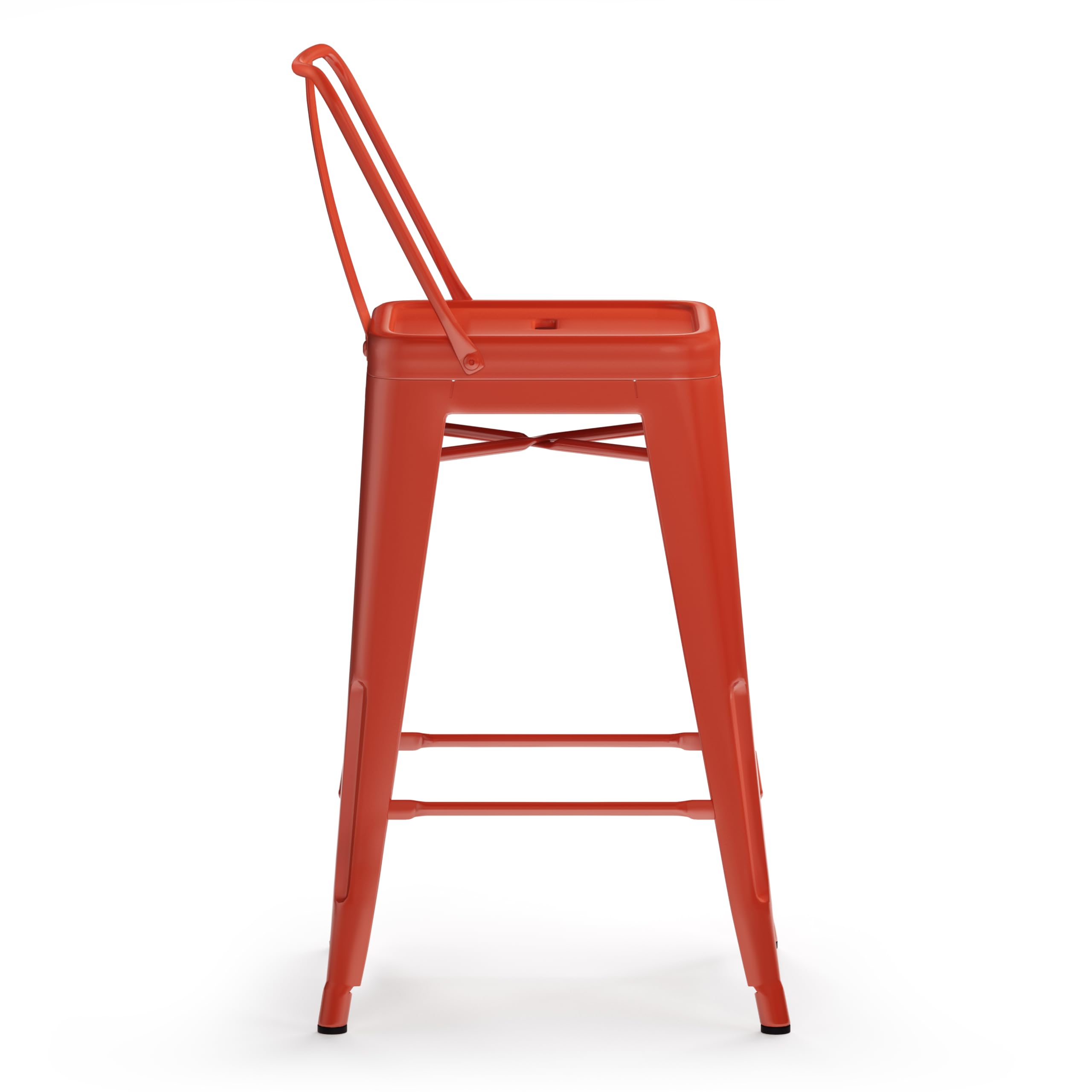 SIMPLIHOME Rayne 24-inch Metal Counter Height Bar Stools (Set of 4) - Orange Industrial Style Kitchen Island & Breakfast Nook Stools for Dining Room, Bar, and Home Decor