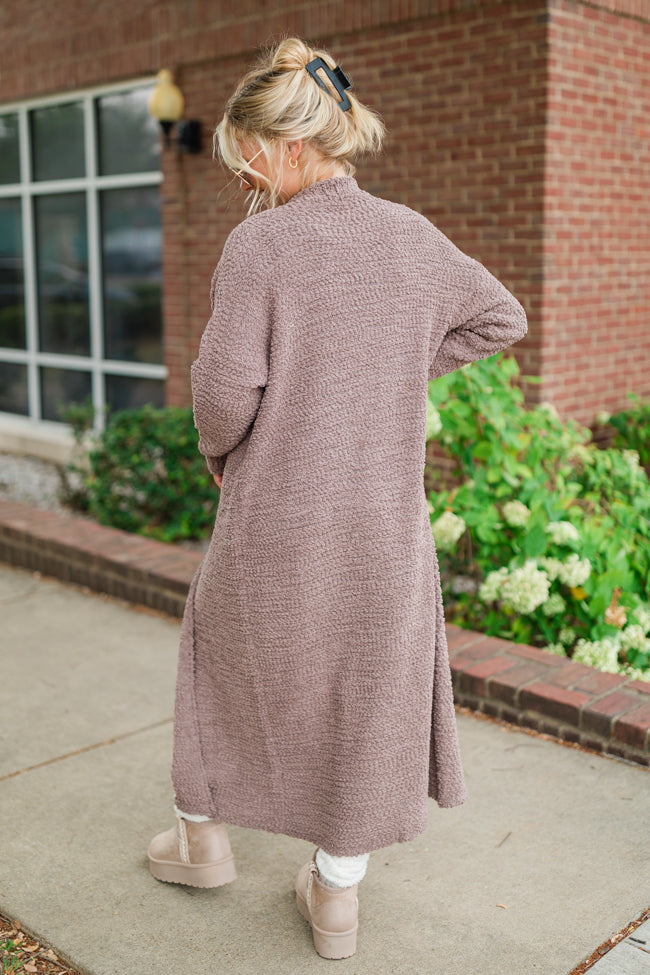 Slow Your Roll Mocha Long Popcorn Cardigan - Cozy Oversized Knit Sweater for Women | Perfect for Fall & Winter Layering, Coffee Dates & Casual Outfits