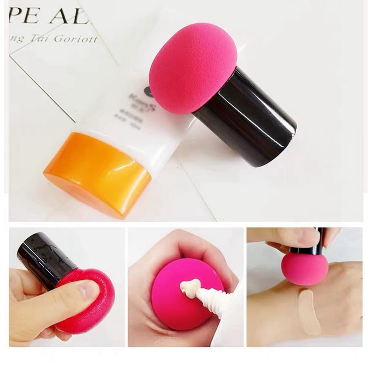 Premium Round Head Makeup Sponge Blender - Small Mushroom Shape Beauty Sponge for Flawless Foundation Application, Includes Protective Cover (2 Pcs) - Perfect for Travel, Daily Makeup & Professional Use