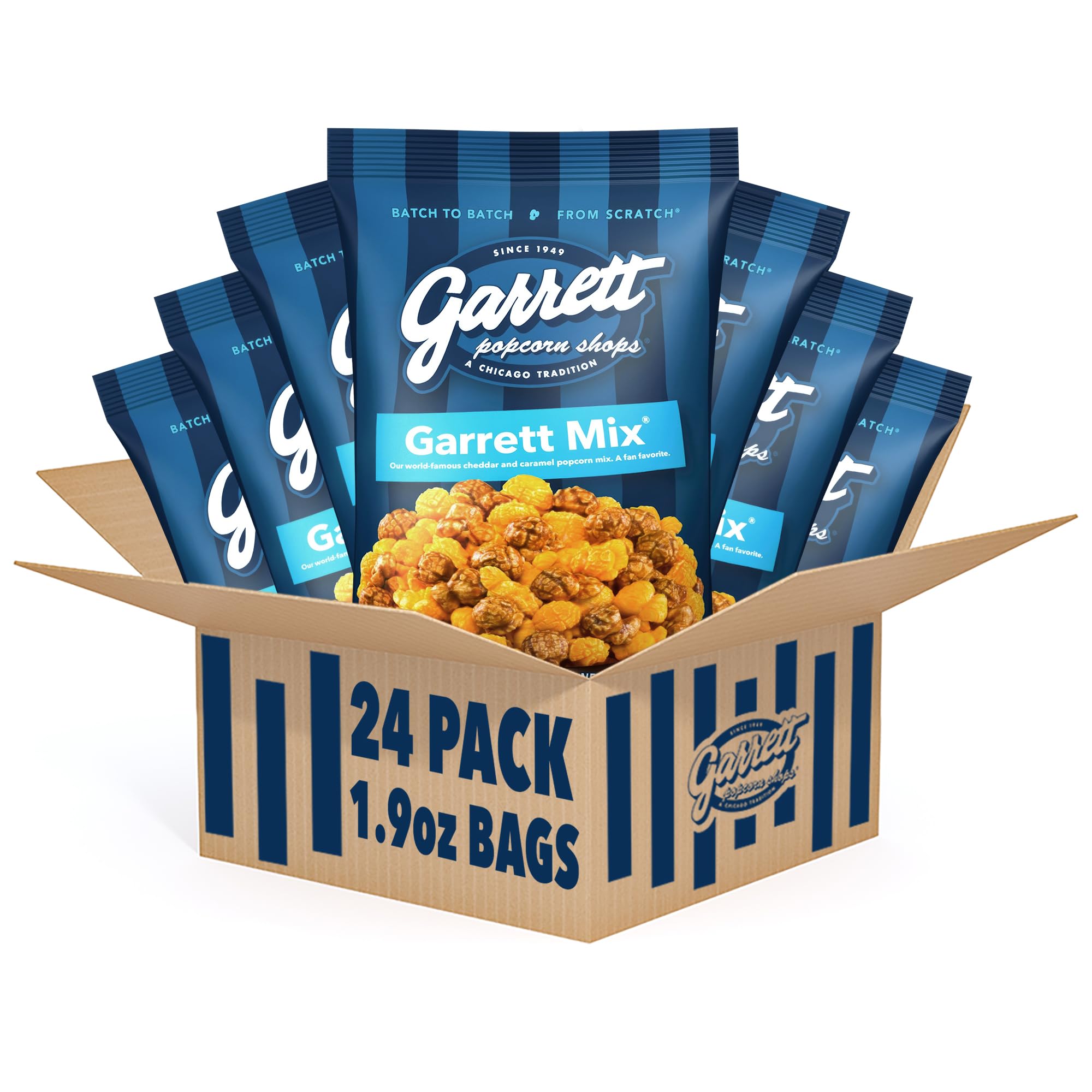 Garrett Popcorn Garrett Mix 1.9oz (24 Bags) - Cheese & Caramel Gourmet Popcorn Snacks | Gluten Free, Sweet & Salty | Perfect for Movie Nights, Office Snacks & Party Favors