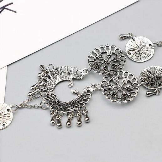 Bohemian Jewelry Antique Silver Hollow Flower Chain Anklets - Elegant Barefoot Sandals for Women, Beach Wedding Accessories & Summer Foot Jewelry