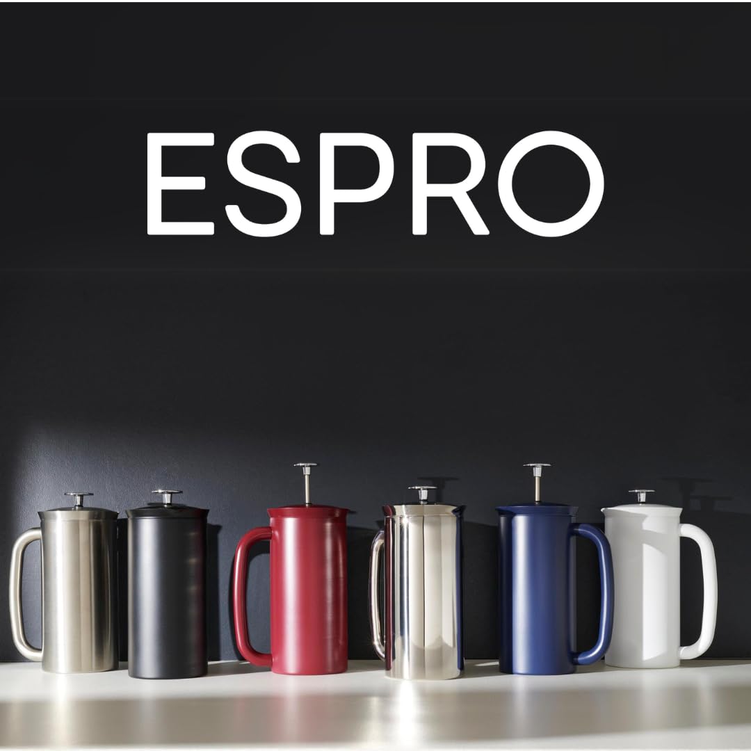 ESPRO P7 French Press Coffee Maker - 18oz Double-Walled Stainless Steel Insulated Coffee Press with Micro-Filter, Agean Blue - Perfect for Home, Office & Camping Brewing